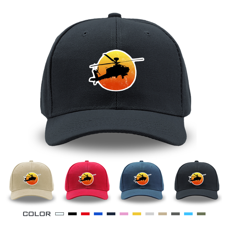 1pc New Baseball Cap Helicopter Silhouette Sunset Print Unisex Adjustable Hat for Outdoor Activities Men Women Casual Streetwear Fashion Accessories