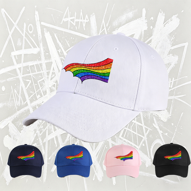 Unisex Classic Baseball Cap with Sparkle Rainbow Print Design - Perfect for Outdoor Activities, Casual Wear, and Pride Events - Ideal for Adults Seeking Stylish and Comfortable Headwear