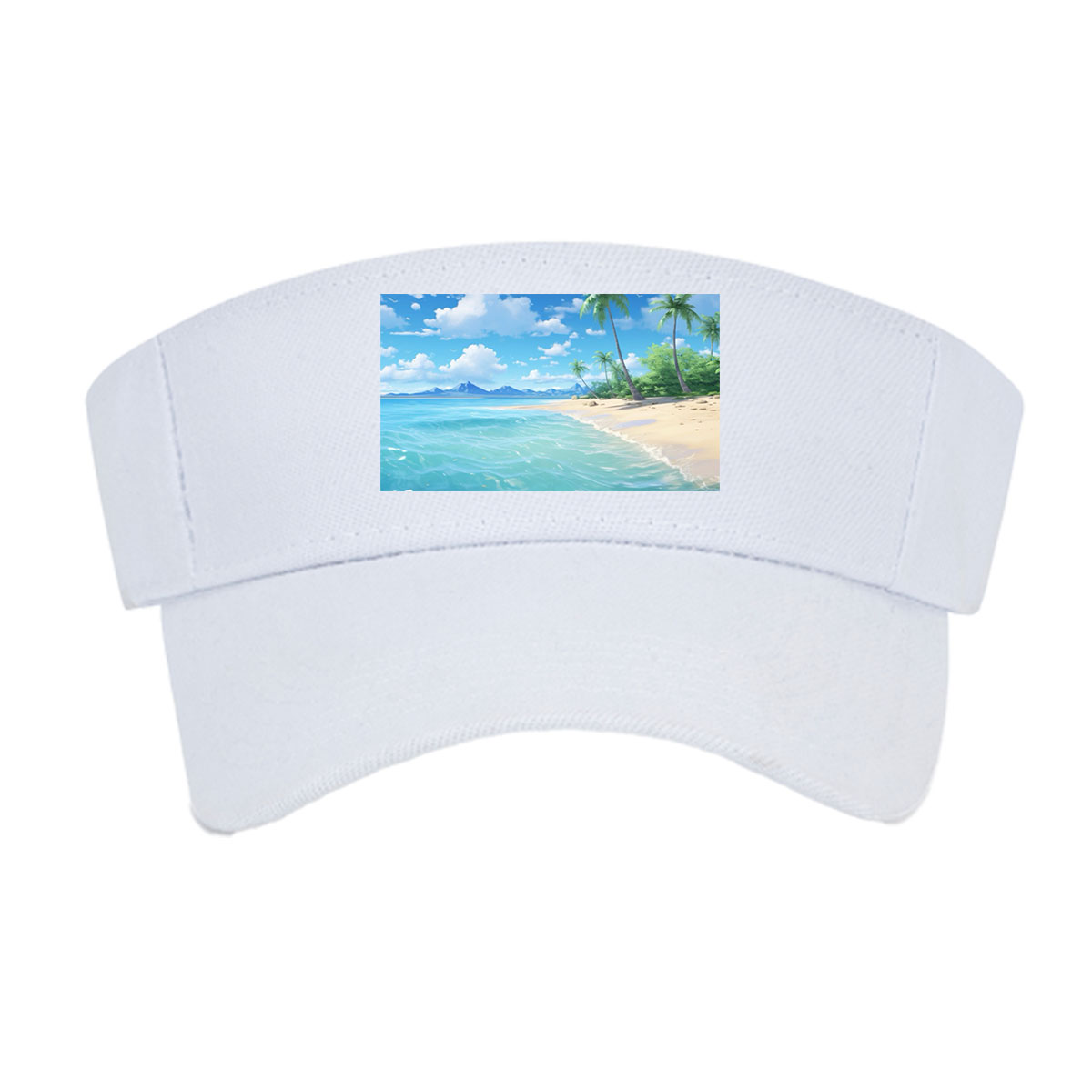Tropical Beach with Palm Trees and Clear Blue Water -  Visor cap