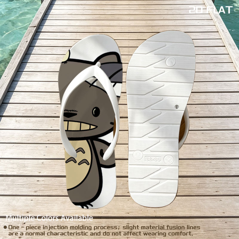 Totoro Holding Umbrella with Small Totoro on Head -  flip-flops