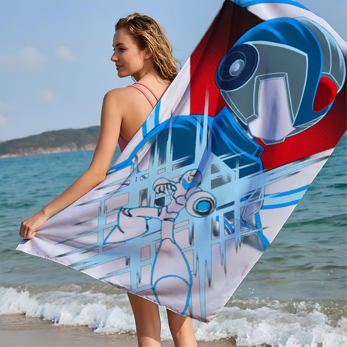 Daft Punk Robot with Electric Energy Design - Beach towels