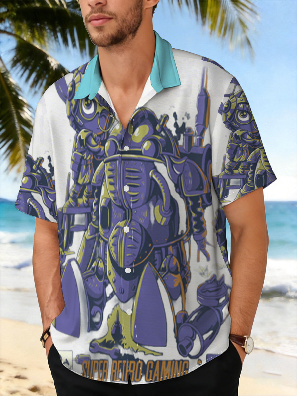 Super Retro Gaming: Robo Warrior and Mech Pilot in Purple Armor, Since 1995, SquareGames, RC Art -  Shirt