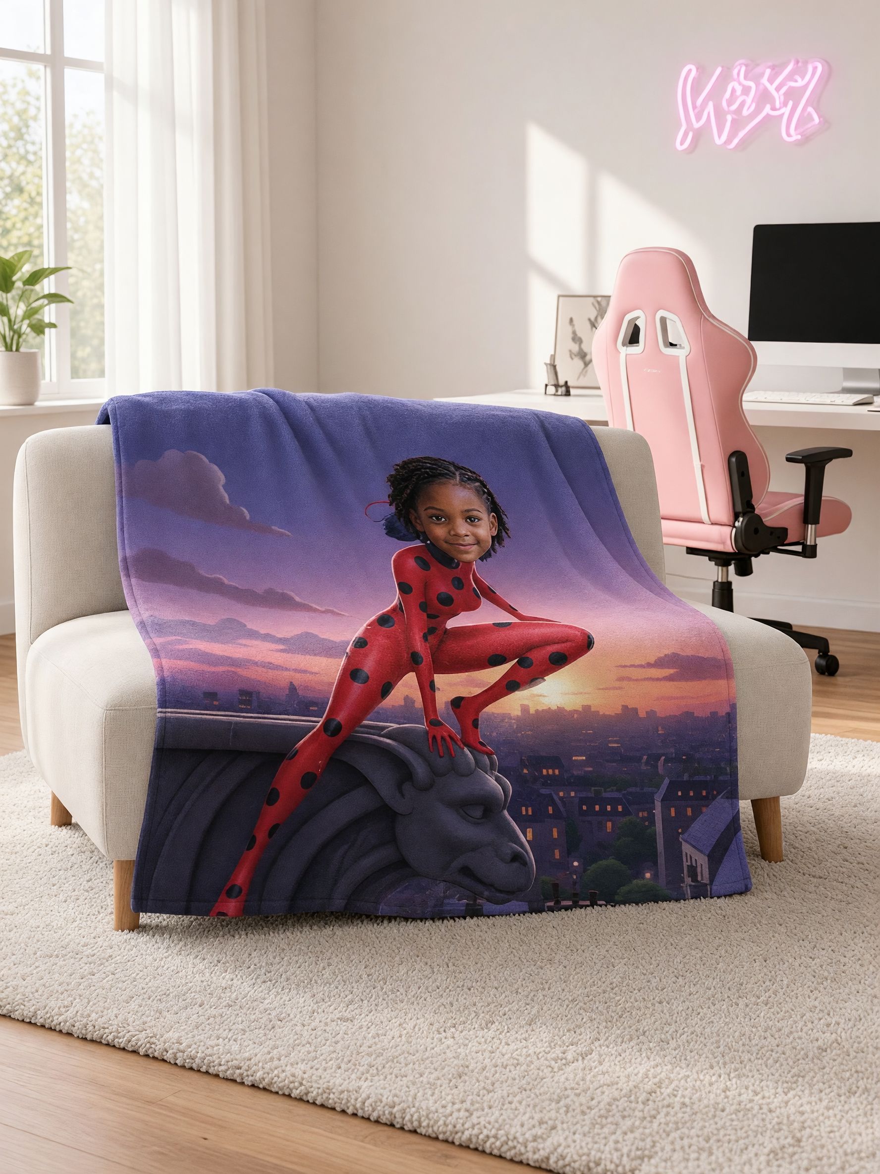 Personalized Superhero Photo Blanket, Custom Face Ultra Soft Flannel Fleece Throw, Ideal Cozy Gift for Kids