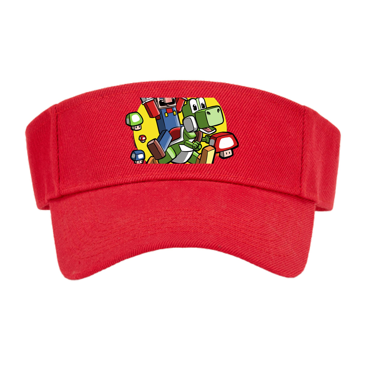 Mario and Yoshi in Action with Toad and Mushrooms -  Visor cap