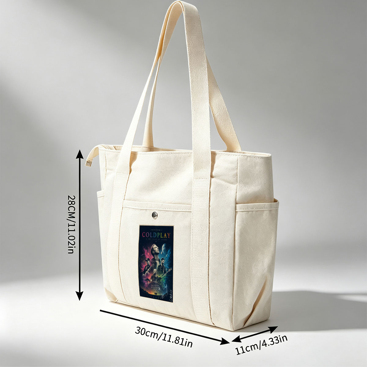 Coldplay Band in Cosmic Scene with Stars and Planets Background Poster - Multi-pocket bags