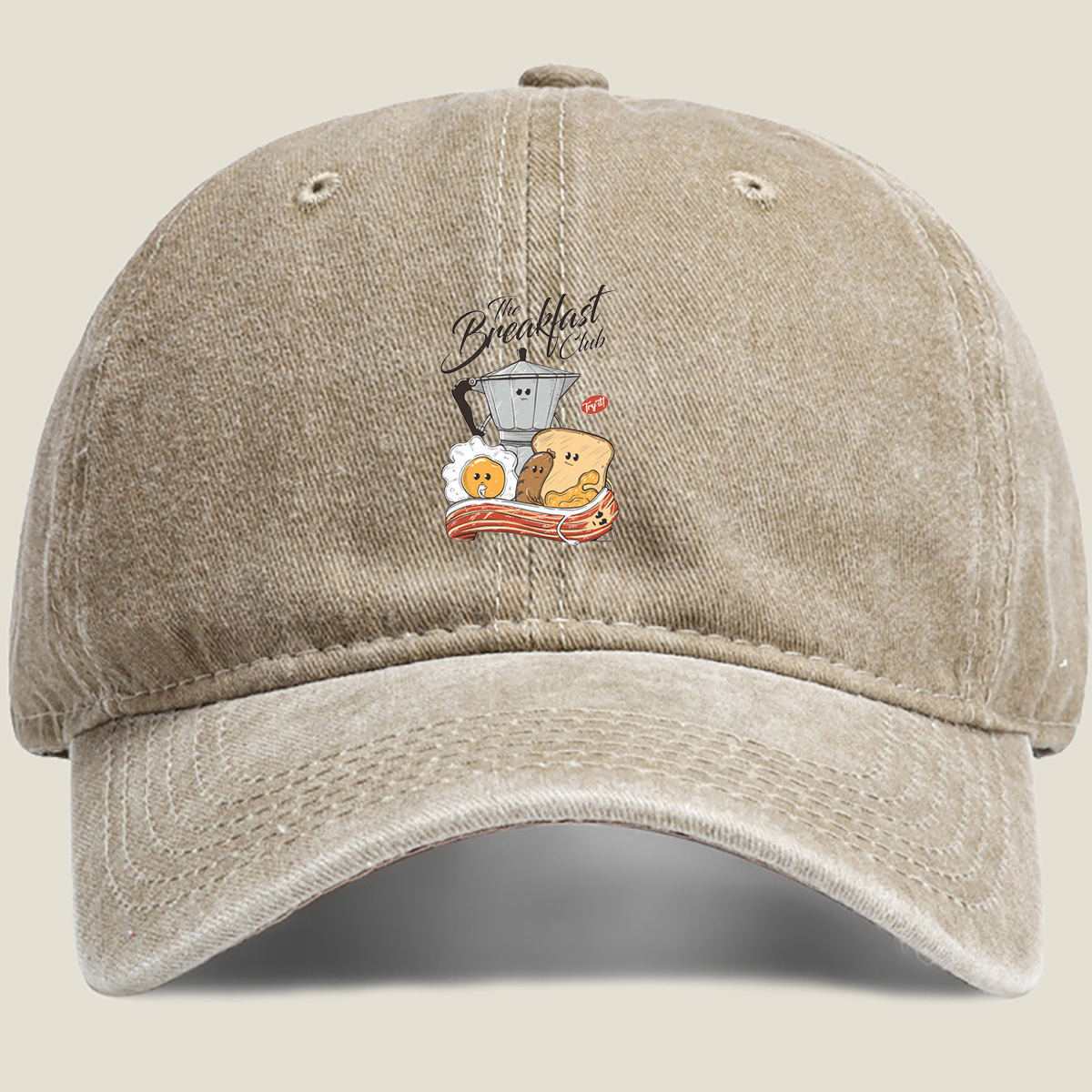 The Breakfast Club: Coffee Pot, Egg, Sausage, Toast, and Bacon - Washed Denim - Baseball Cap