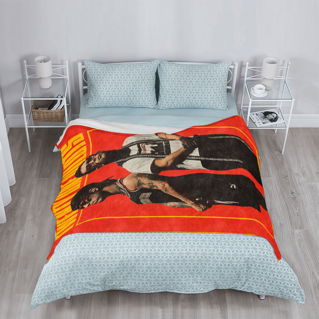 Twenty One Pilots Standing Back to Back in Bold Red Poster Art - Blankets