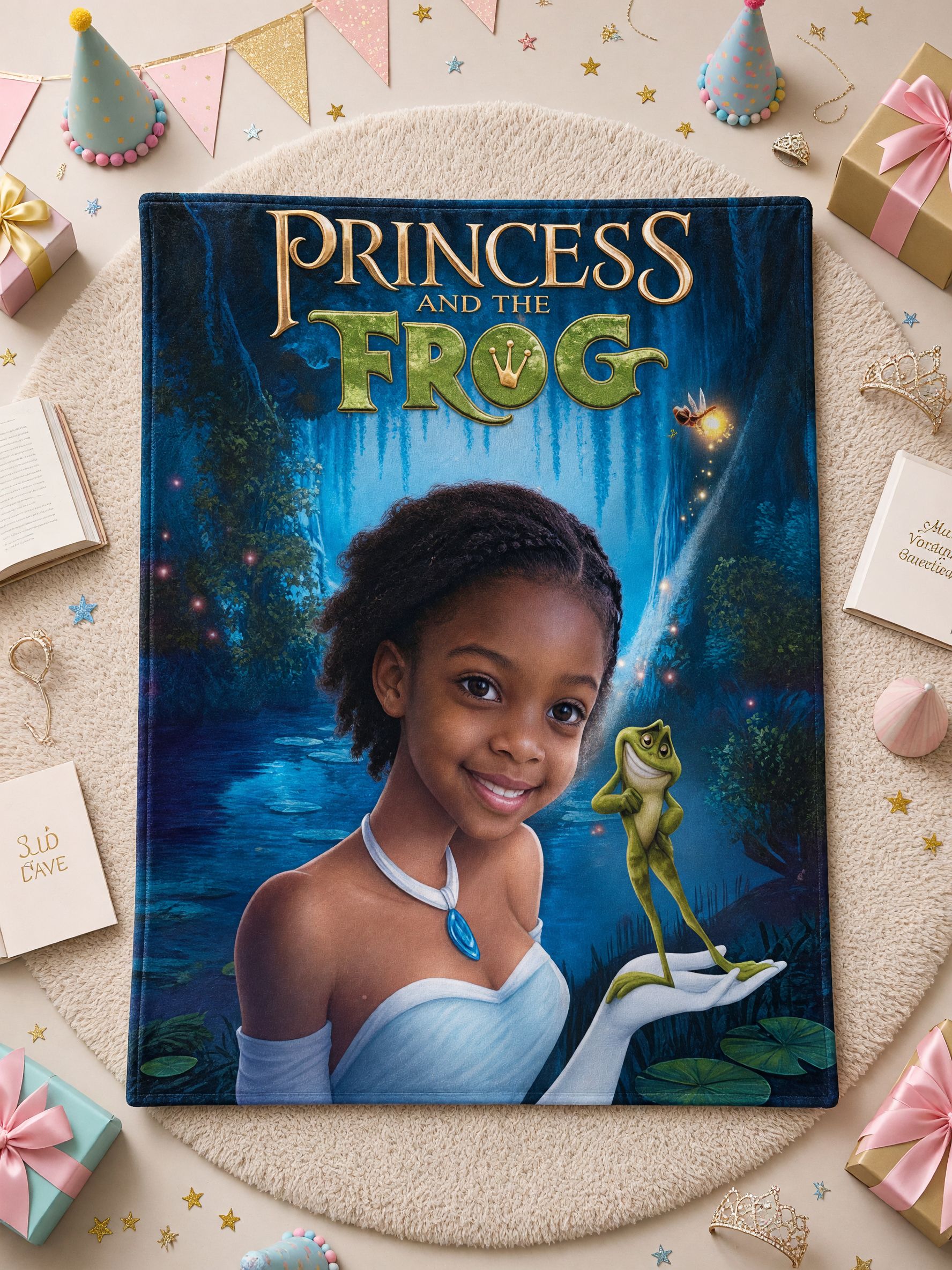 Custom Face Photo Blanket Personalized Fairy Princess Flannel Fleece Throw Soft Skin-Friendly Cozy Warm Gift