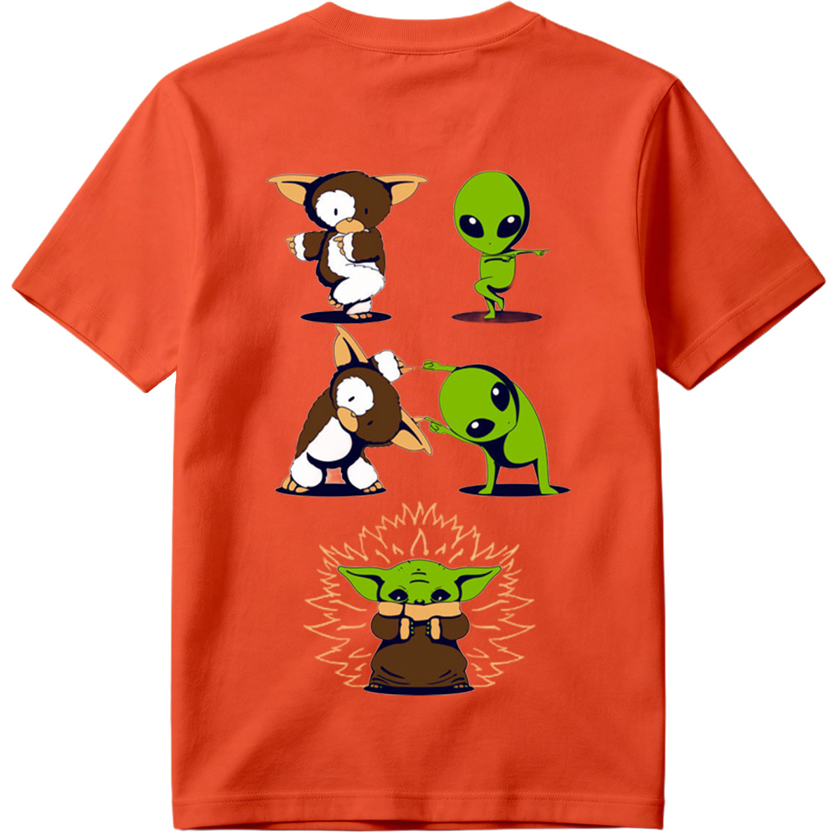 Diddy Kong, Alien, and Baby Yoda in Playful Poses - Tee