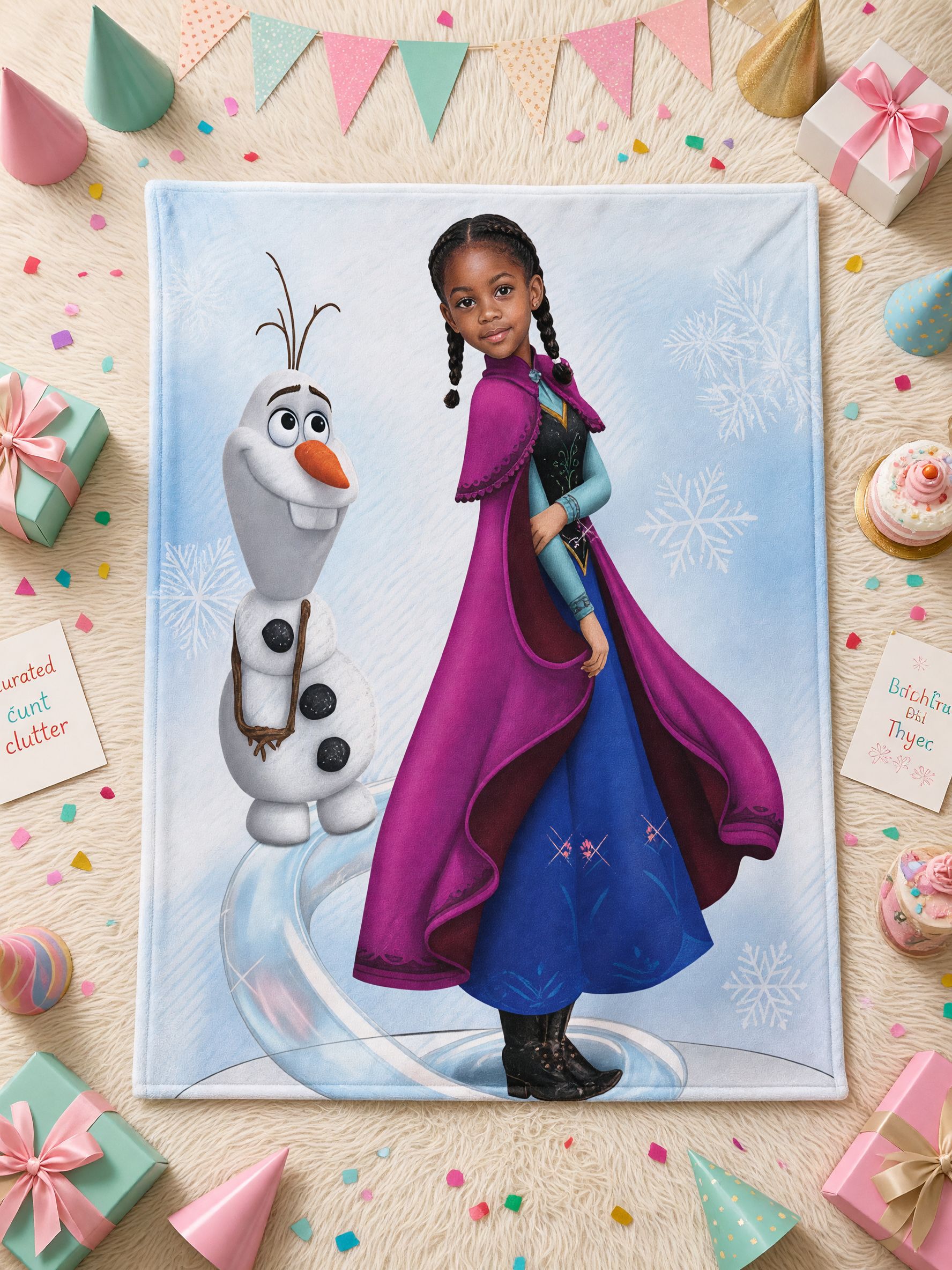 Personalized Face Photo Blanket, Winter Princess Custom Flannel Throw, Soft Bed Sofa Fleece, Ideal Heartfelt Gift