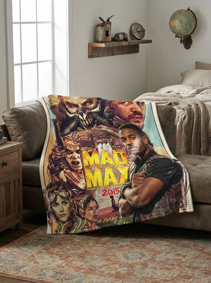 Custom Photo Face Blanket Personalized Flannel Throw Fleece Cover Soft Retro Action Movie Poster Blanket for Couch Bed
