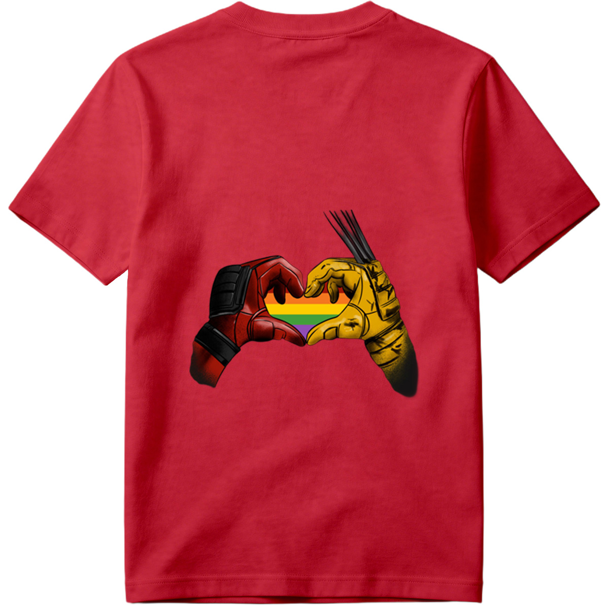 Deadpool and Wolverine Form a Rainbow Heart - Tee
