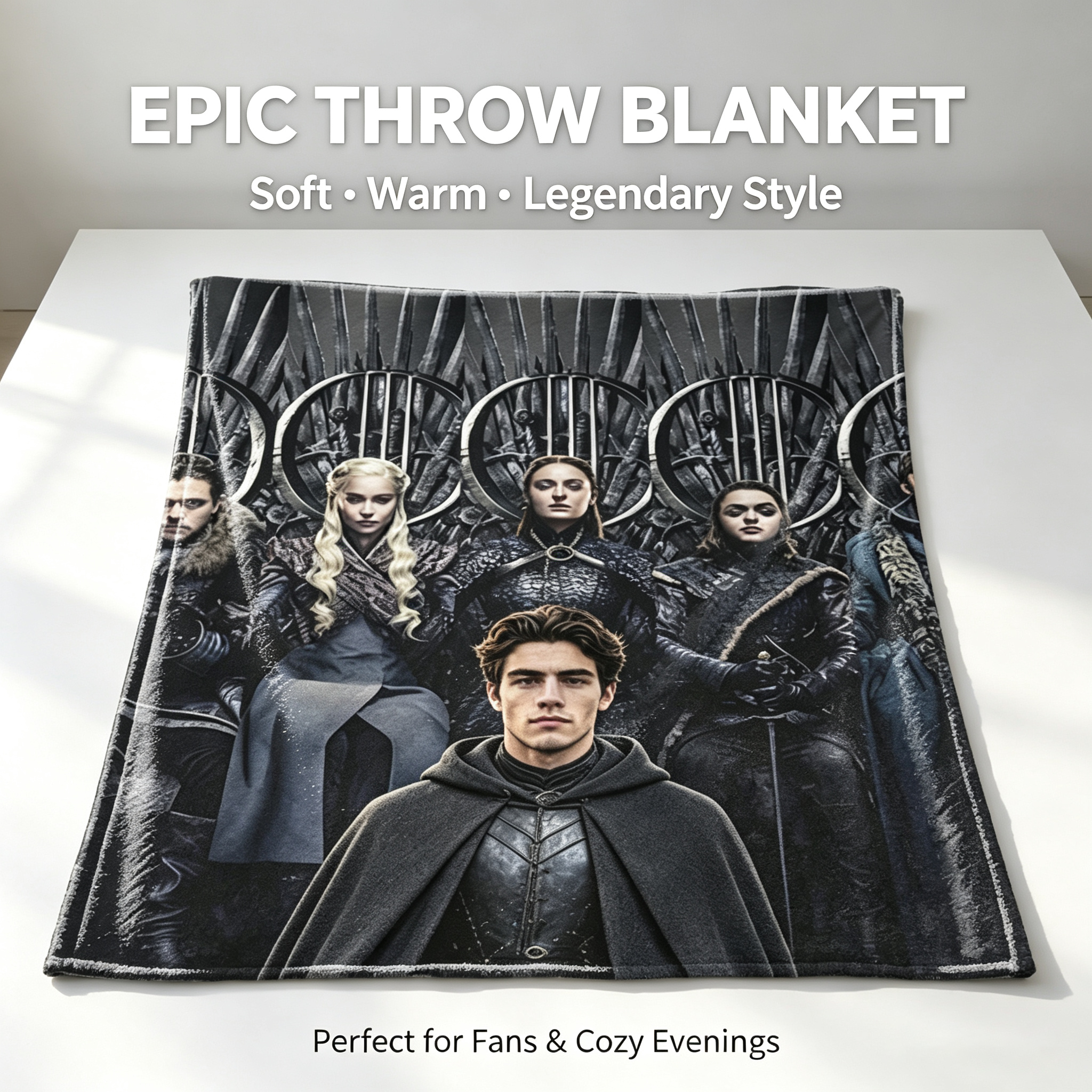 Custom Face Blanket Game of Thrones Characters Iron Throne Flannel Blanket Perfect for Fans and Cosplay Gifts and Giveaways
