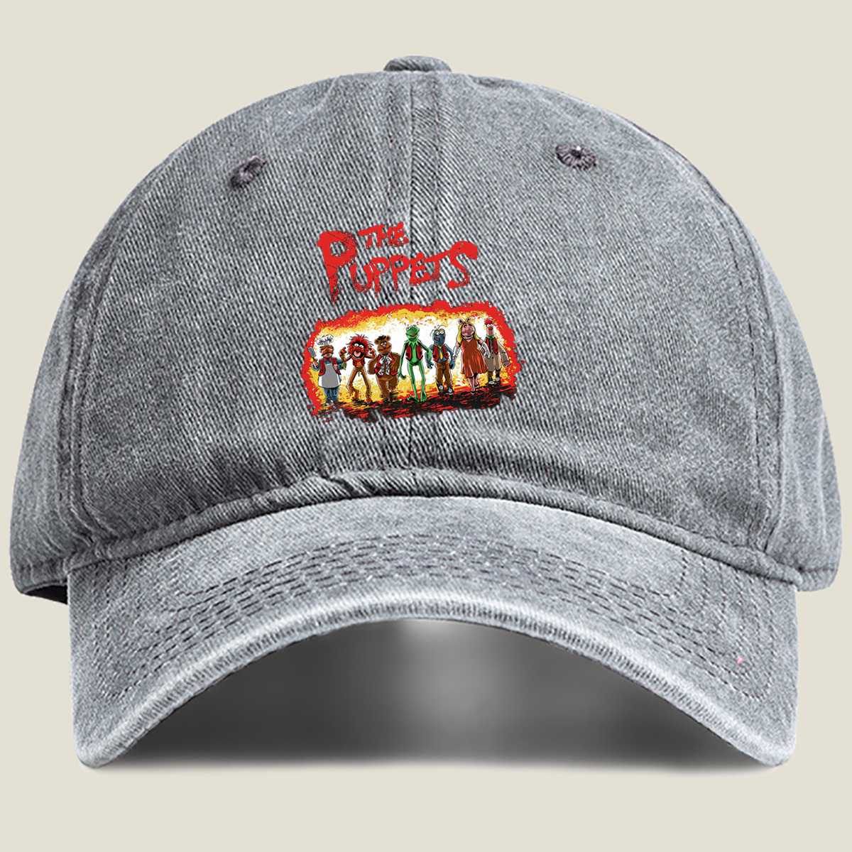 The Muppets: Kermit, Miss Piggy, Fozzie, Animal, Gonzo, and Chef Piggy - Washed Denim - Baseball Cap