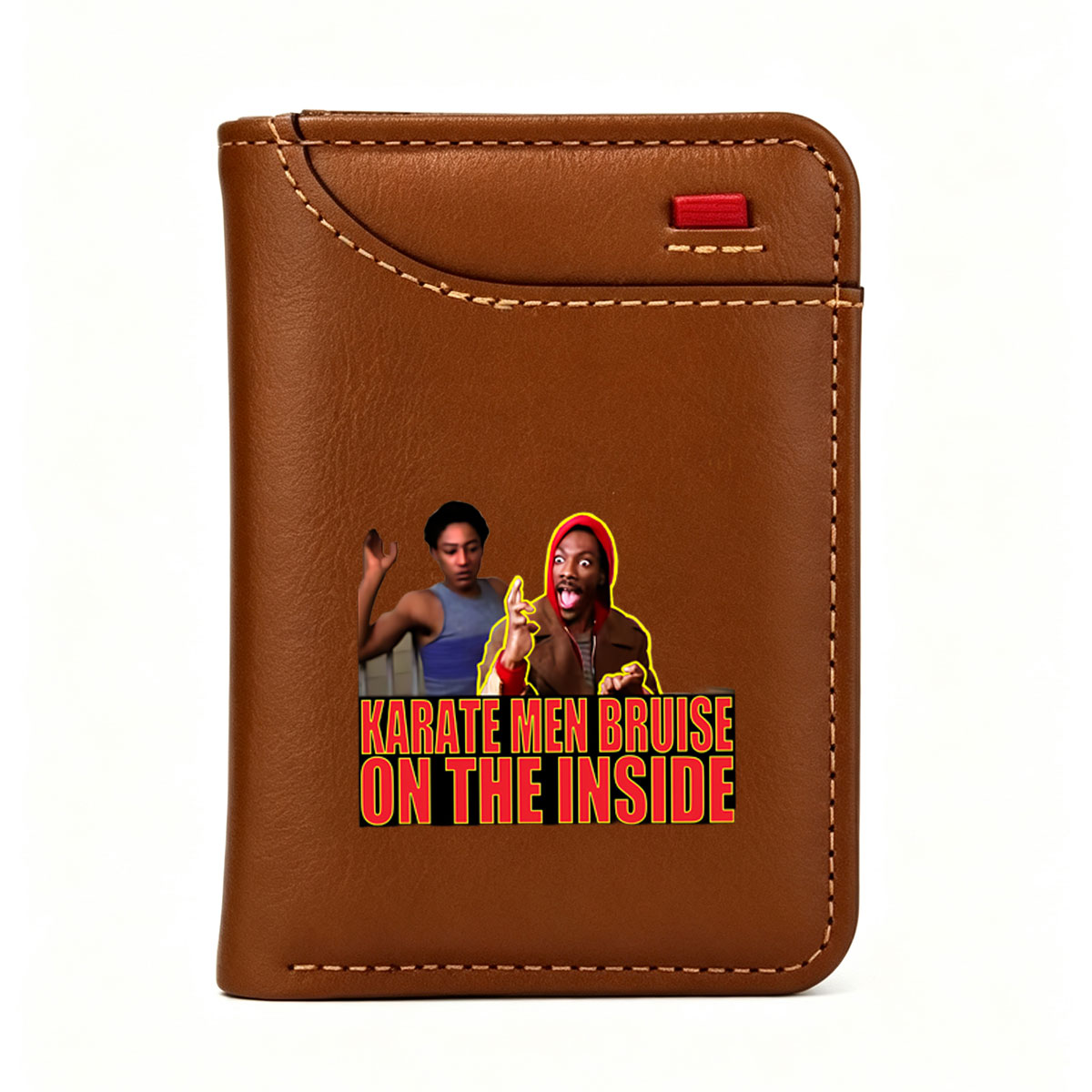 Karate Men Bruise on the Inside: Two Men React with Surprise and Shock - Vertical Style Wallet