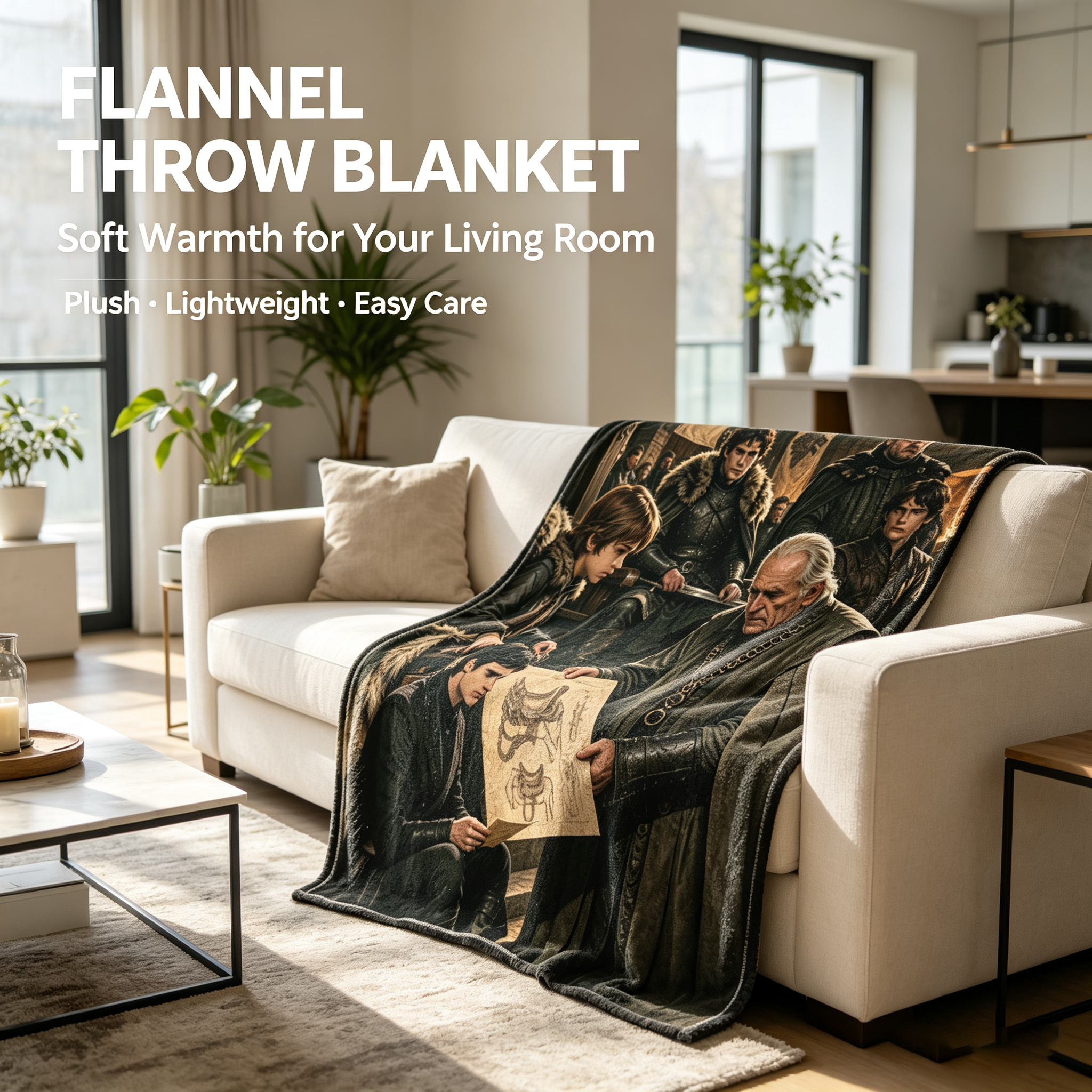 Custom Face Blanket Game of Thrones Characters Flannel Blanket for Couch, Bed, or Travel – Perfect Gift for Fans and Collectors