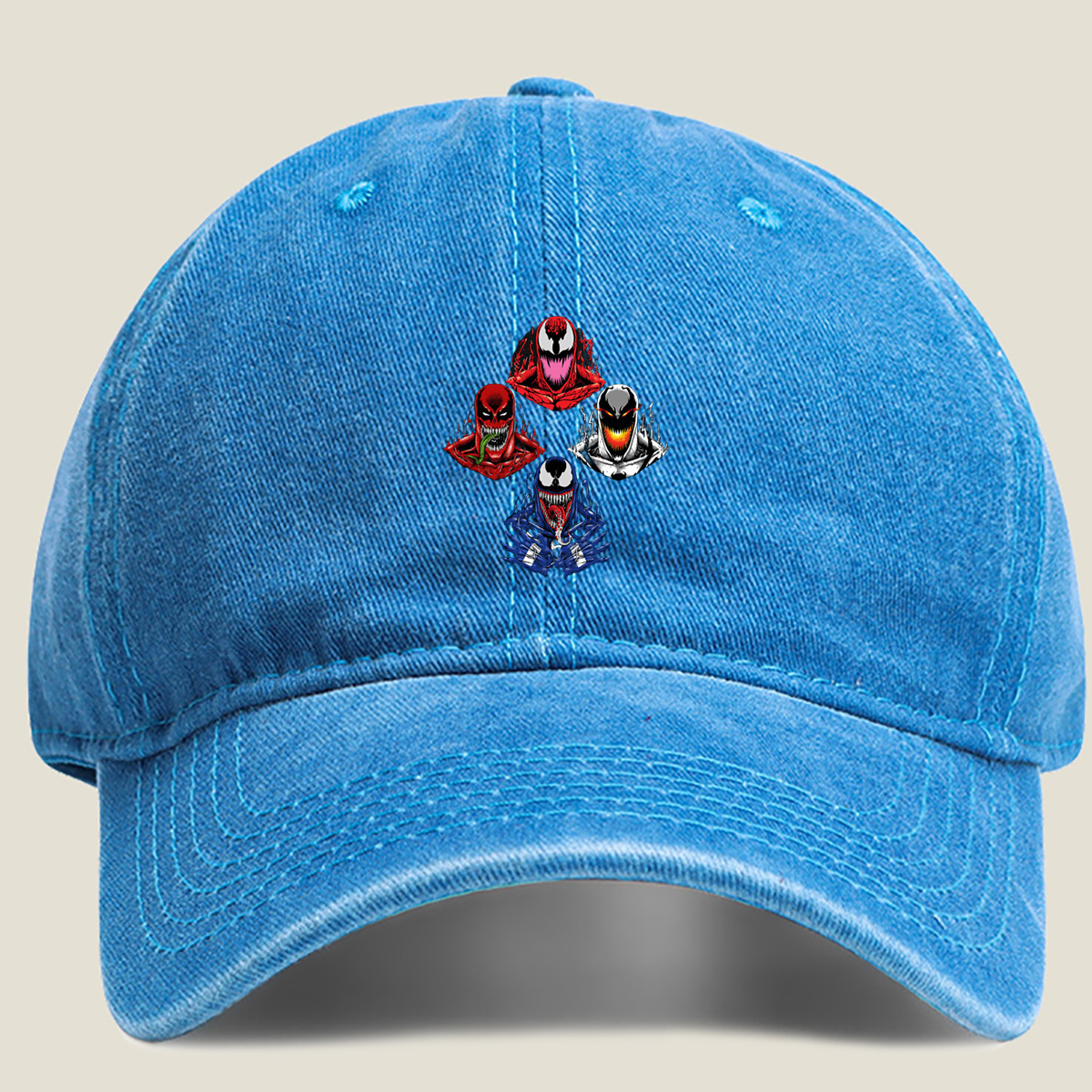 Spider-Verse: Carnage, Venom, Red Goblin, and Symbiote Characters - Washed Denim - Baseball Cap