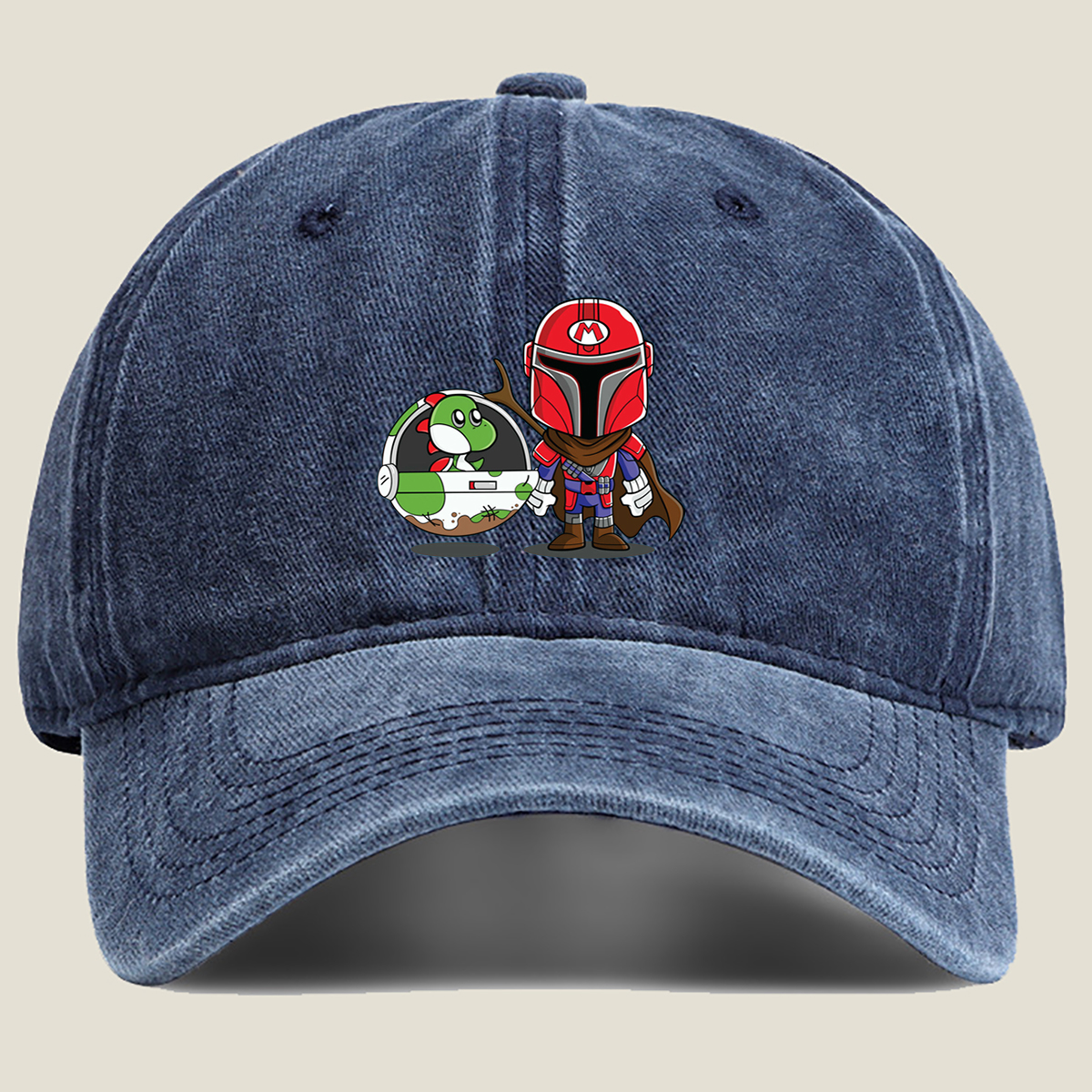 Mario x Mandalorian: Yoshi in a Pod - Washed Denim - Baseball Cap