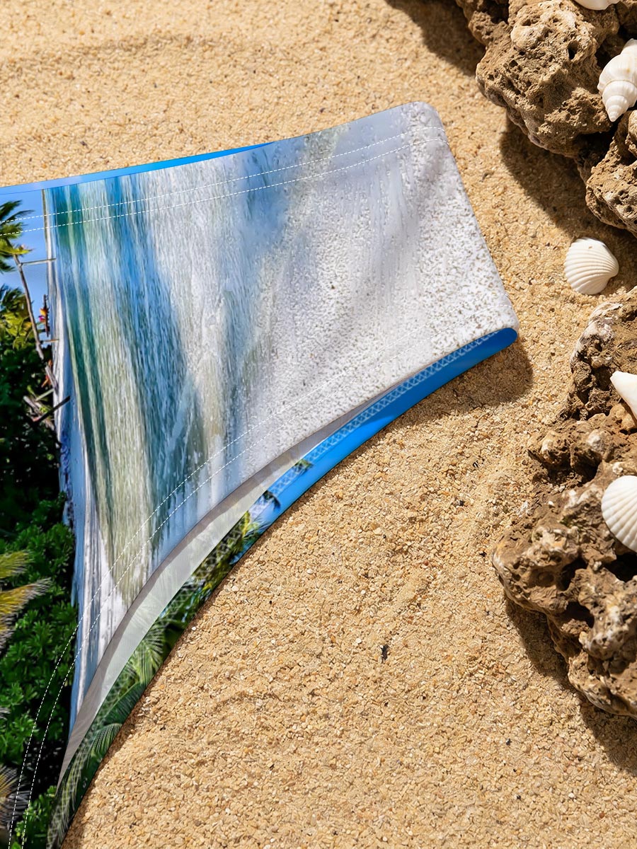 Tropical Beach with Palm Trees and Crystal Clear Water -  Men's swim trunks