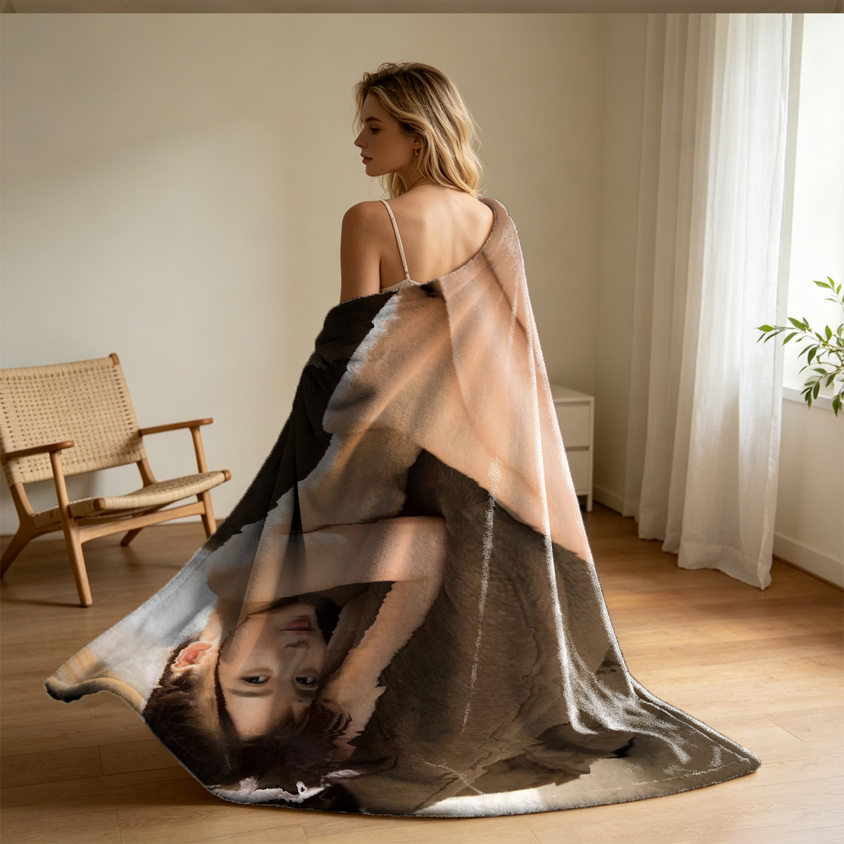 White Stockings on Glass Table Reflection - Blanket