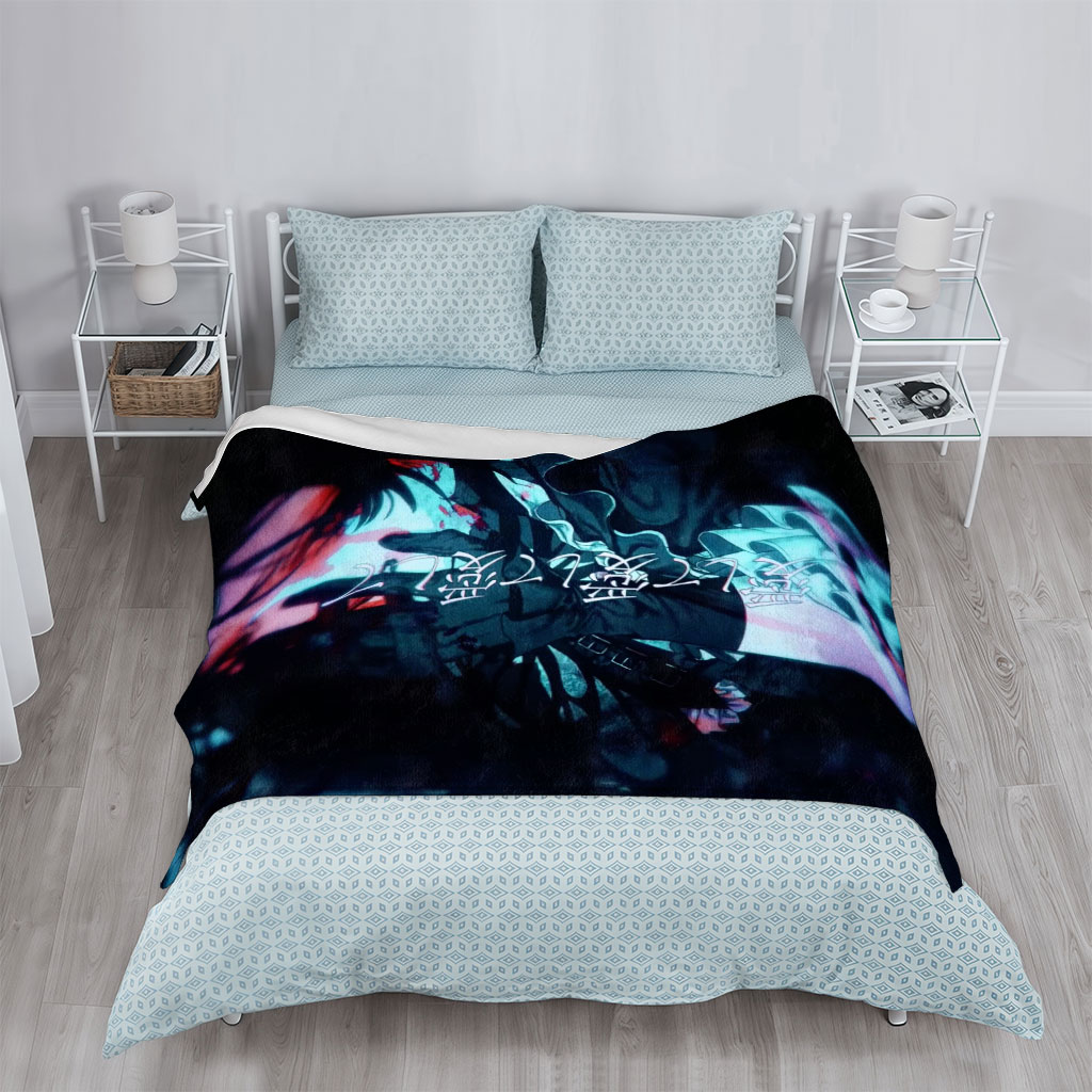 Mitsuru Kirijo in Dark Fantasy Scene with Glowing Text and Dramatic Lighting - Blankets