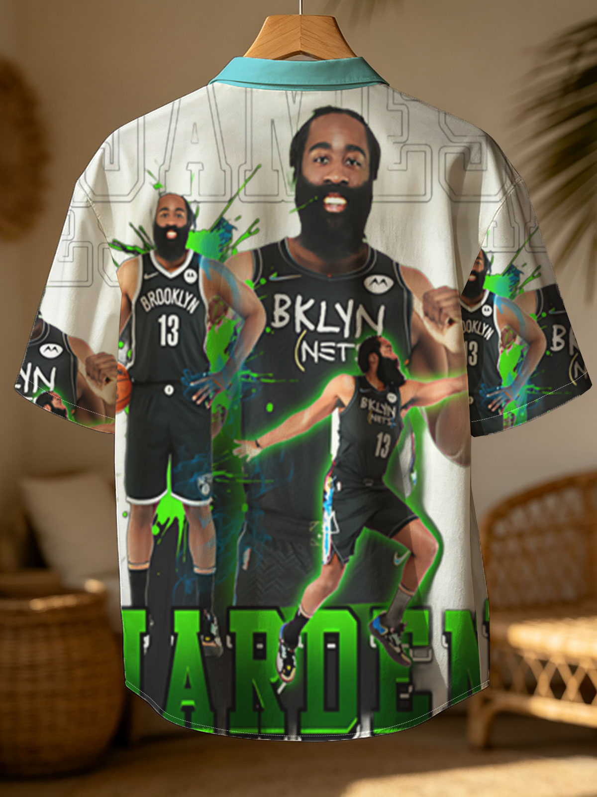 James Harden in Brooklyn Nets Jersey, Dynamic Basketball Action Pose -  Shirt