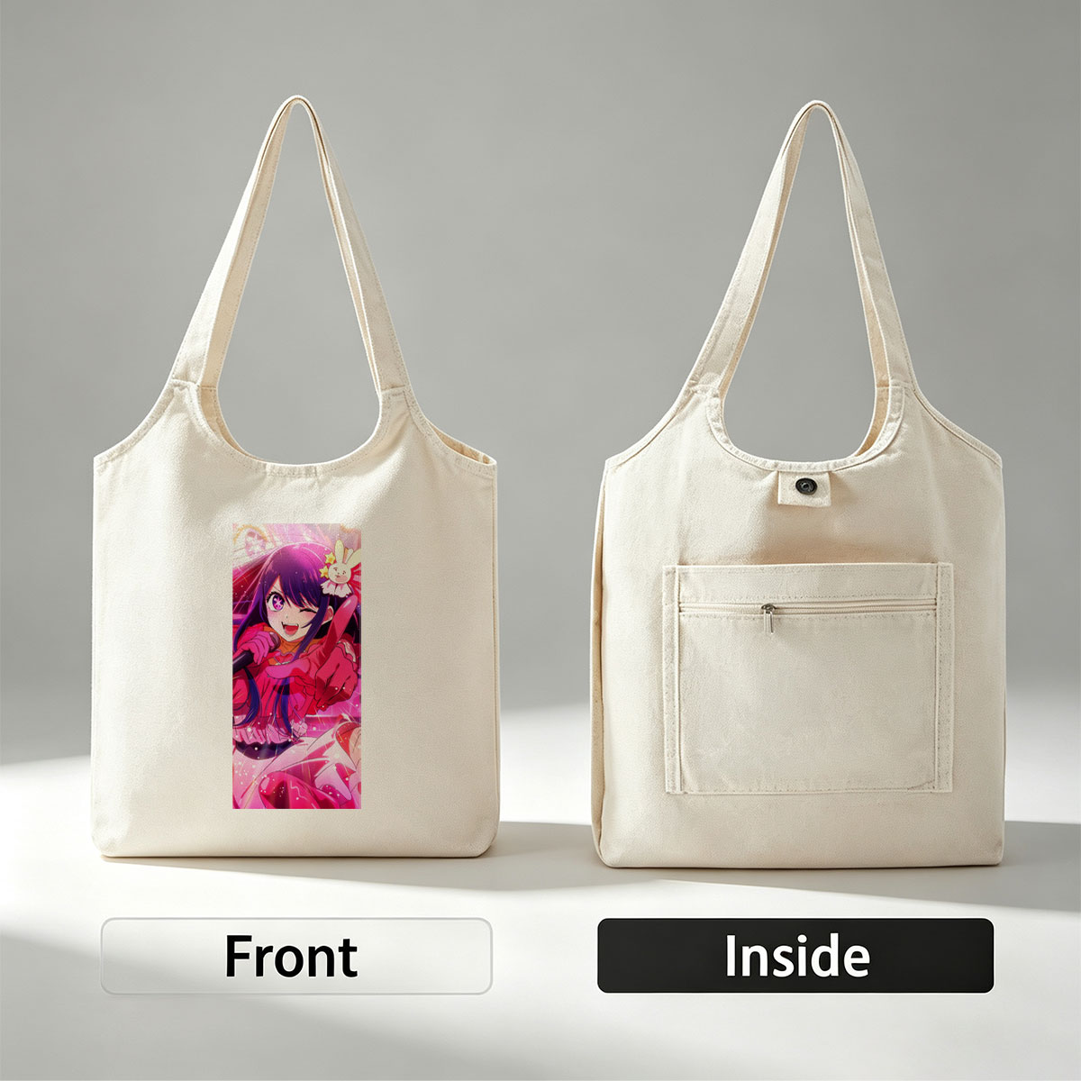 Lilac from Love Live! Superstar!! Singing with a Microphone in a Vibrant Pink Stage Performance - Canvas shoulder bags/