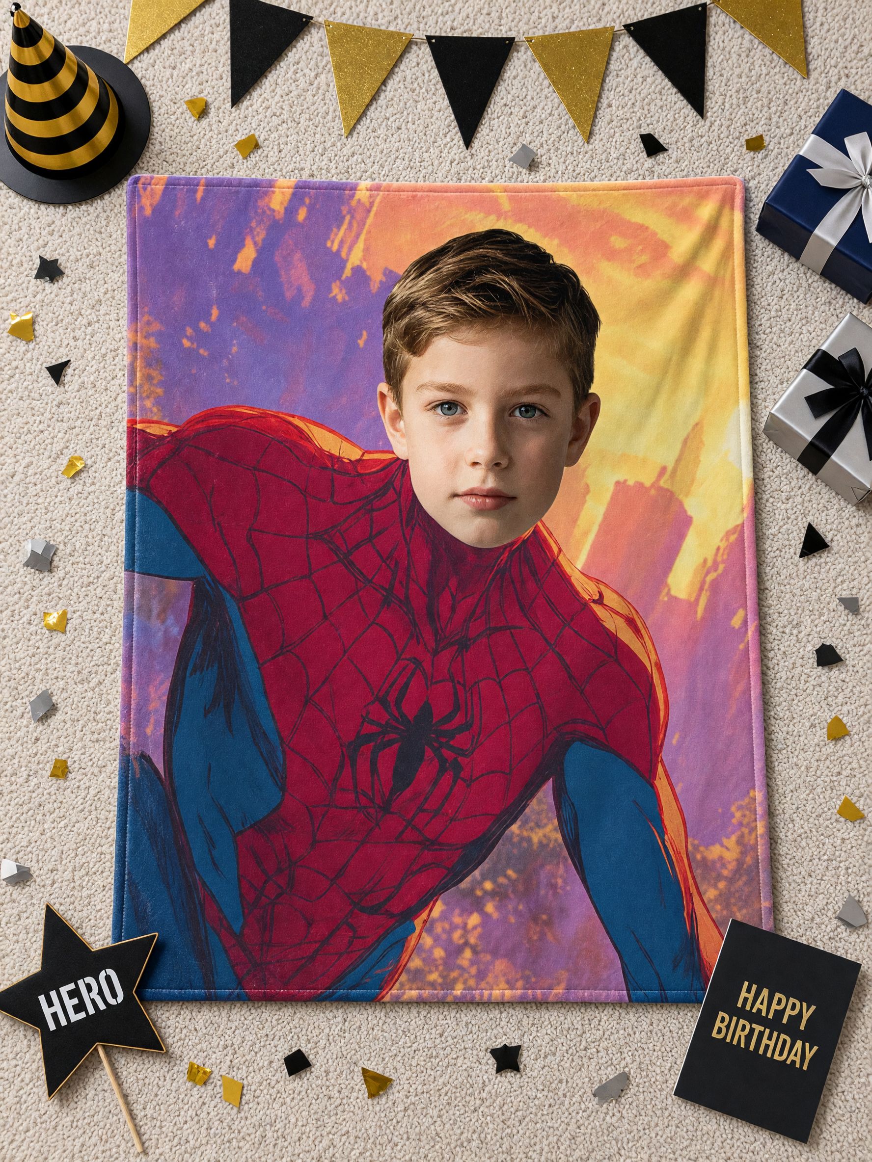 Custom Face Photo Blanket Personalized Superhero Flannel Fleece Throw Soft Warm Bed Couch Wrap Ideal Customized Gift