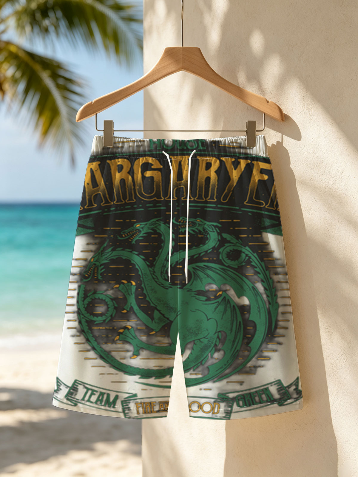 House Targaryen: Three-Headed Dragon, Fire and Blood, Team Green -  Beach shorts
