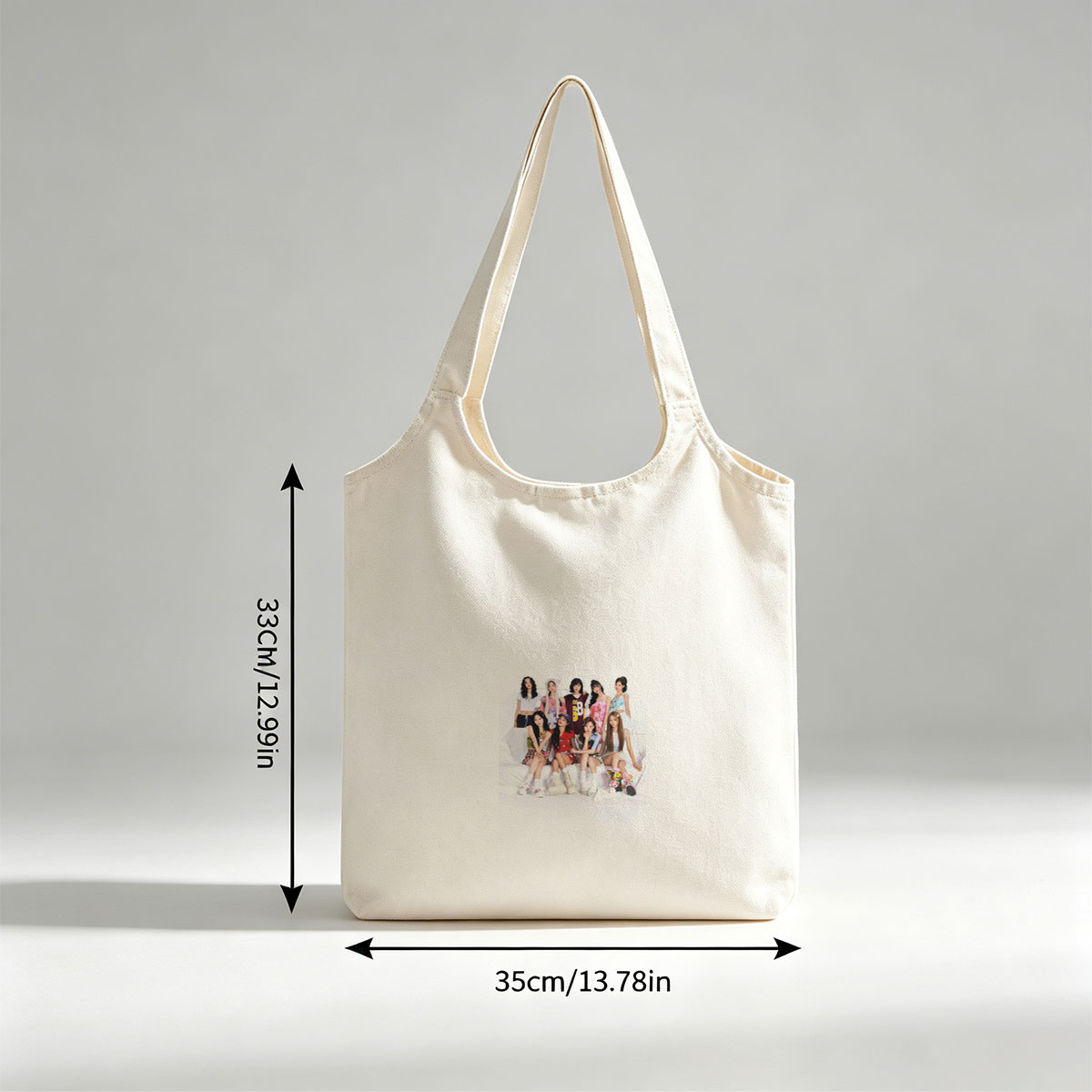 K-pop Girl Group in Casual Outfits Posed on White Background - Canvas shoulder bags/