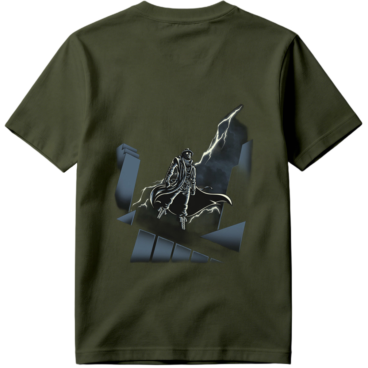 The Shadow of the Storm: Dark Hero on Rooftop - Tee