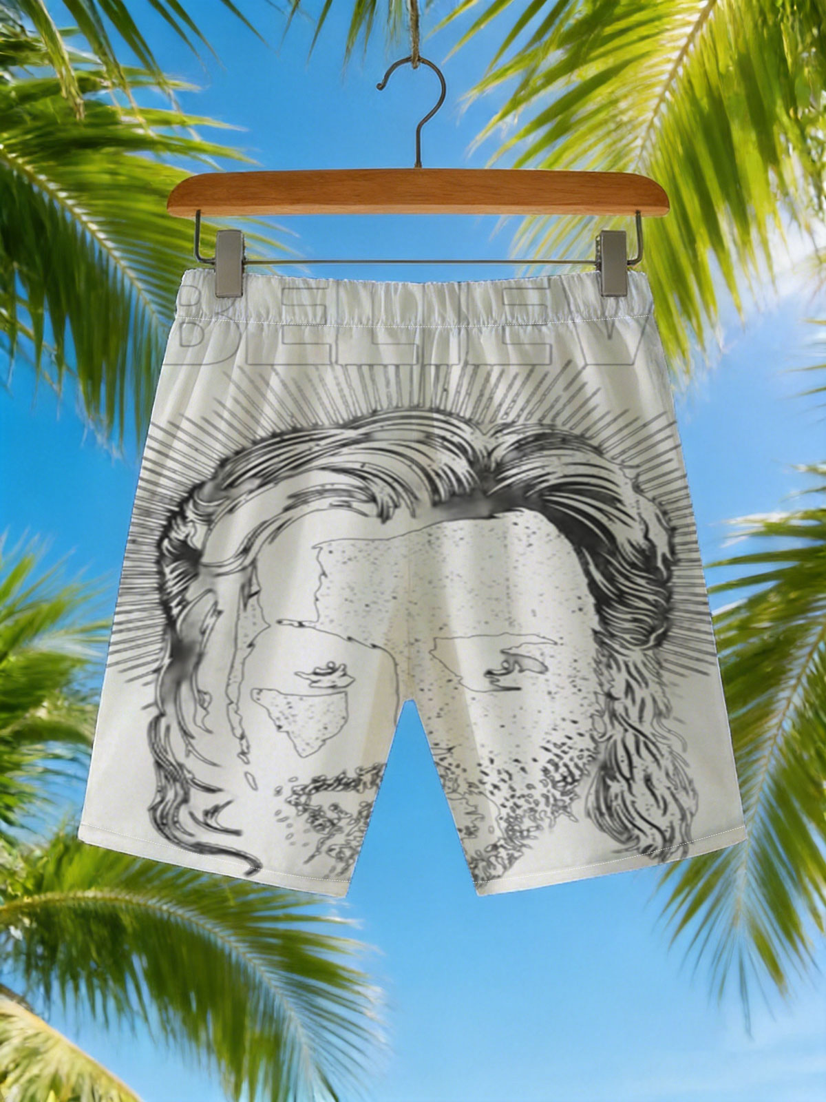 I Believe - Jesus Christ Portrait -  Beach shorts