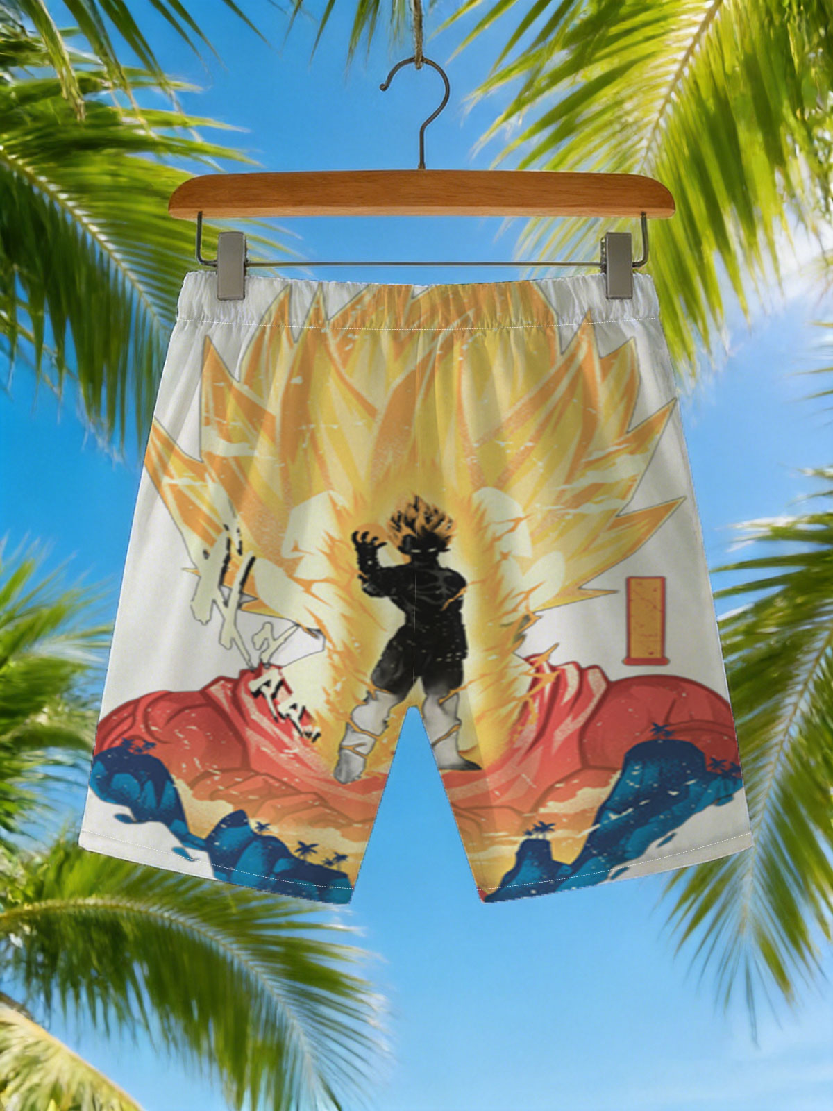 Super Saiyan Transformation: Dragon Ball Z Character in Radiant Aura -  Beach shorts