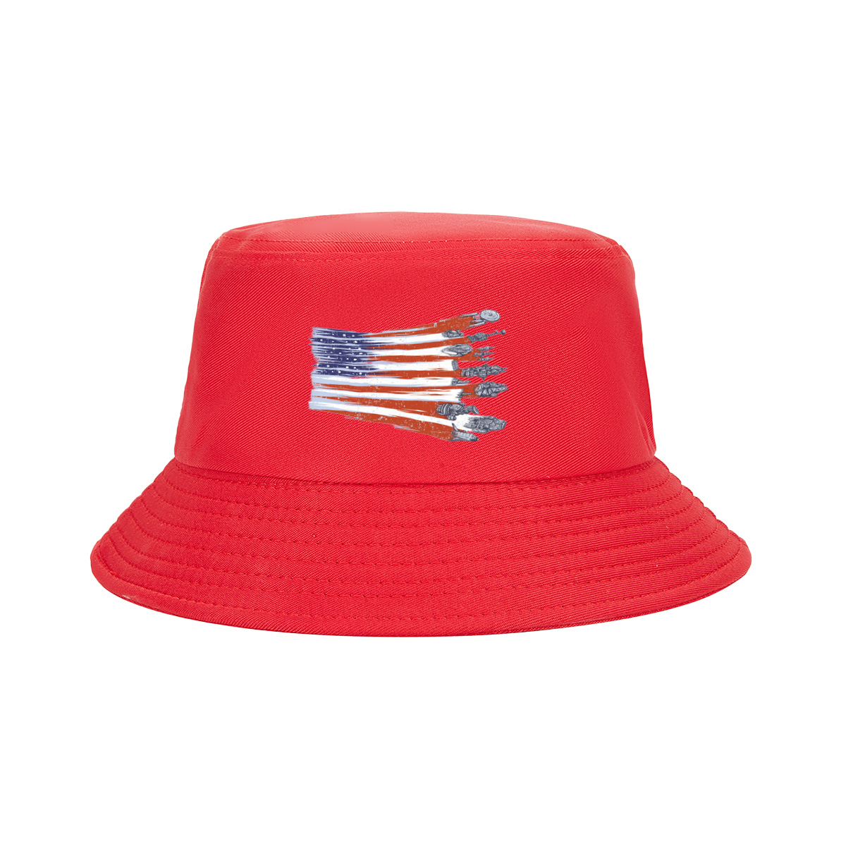 Star Trek and Star Wars Spaceships with American Flag Design - Fisherman's Hat
