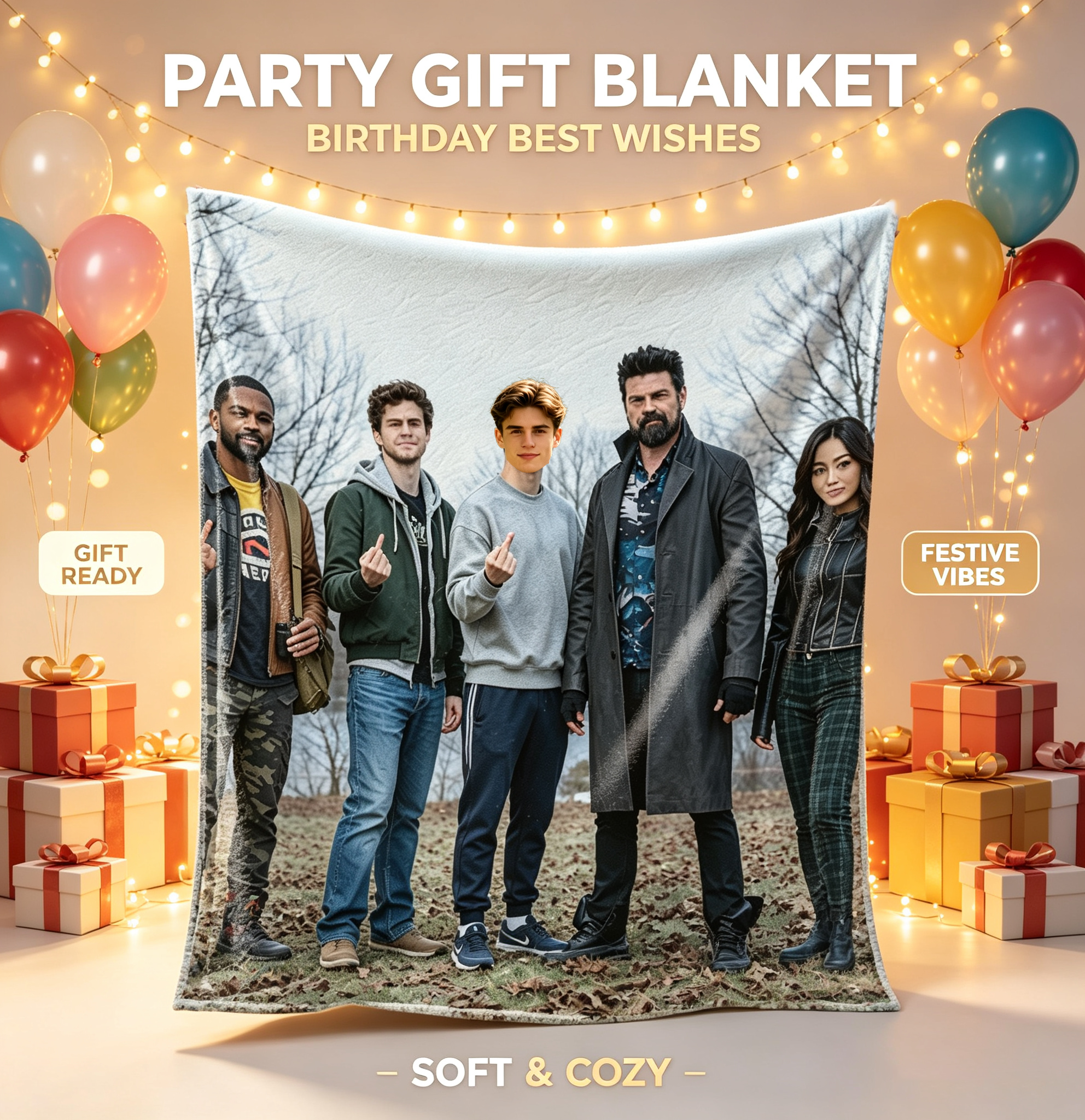 Cool Character Print Flannel Throw Blanket, Soft Anti‑Pilling Fleece Blanket for Gaming Room Bedroom Couch, Trendy Fan Merch Gift for Teens Young Adults, Multiple Sizes