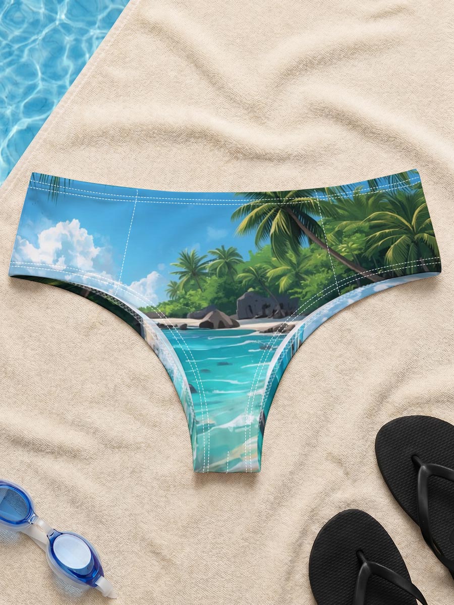 Tropical Beach with Palm Trees and Crystal Clear Water -  Men's swim trunks