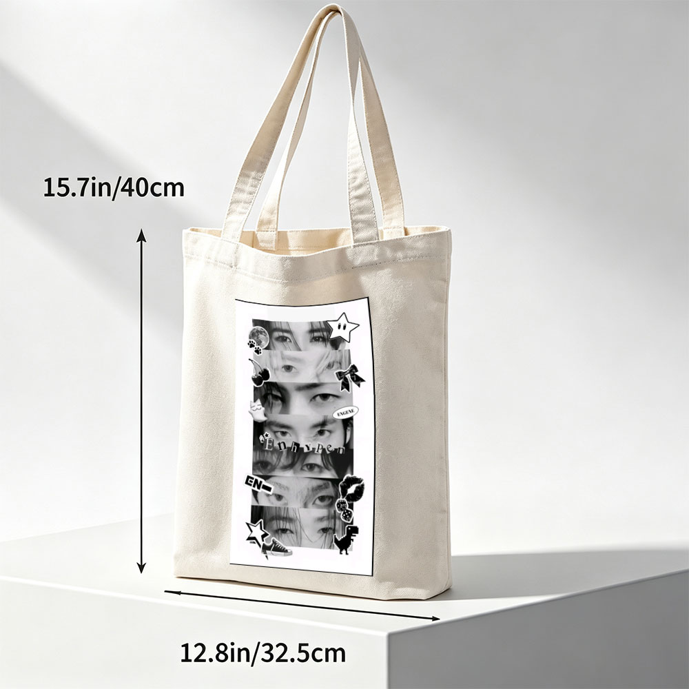 Enhypen Eyes Collage Black and White Sticker Art - Canvas tote bags