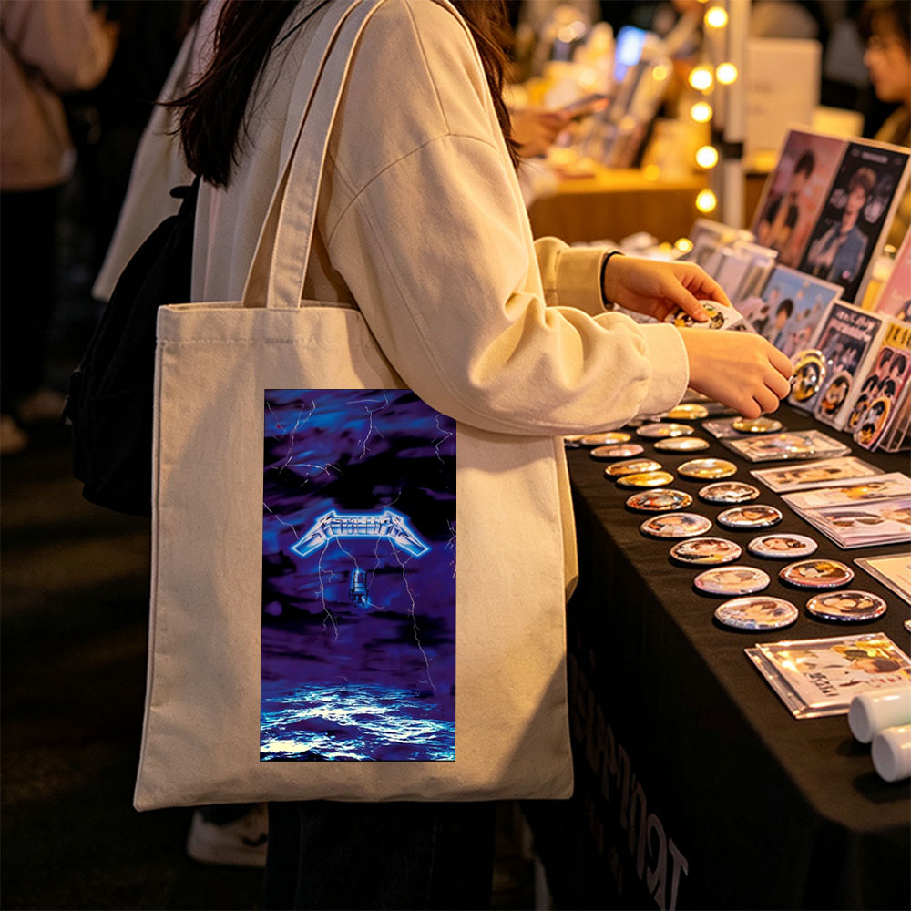 Metallica Stormy Sky Lightning Over Ocean Scene - Canvas tote bags