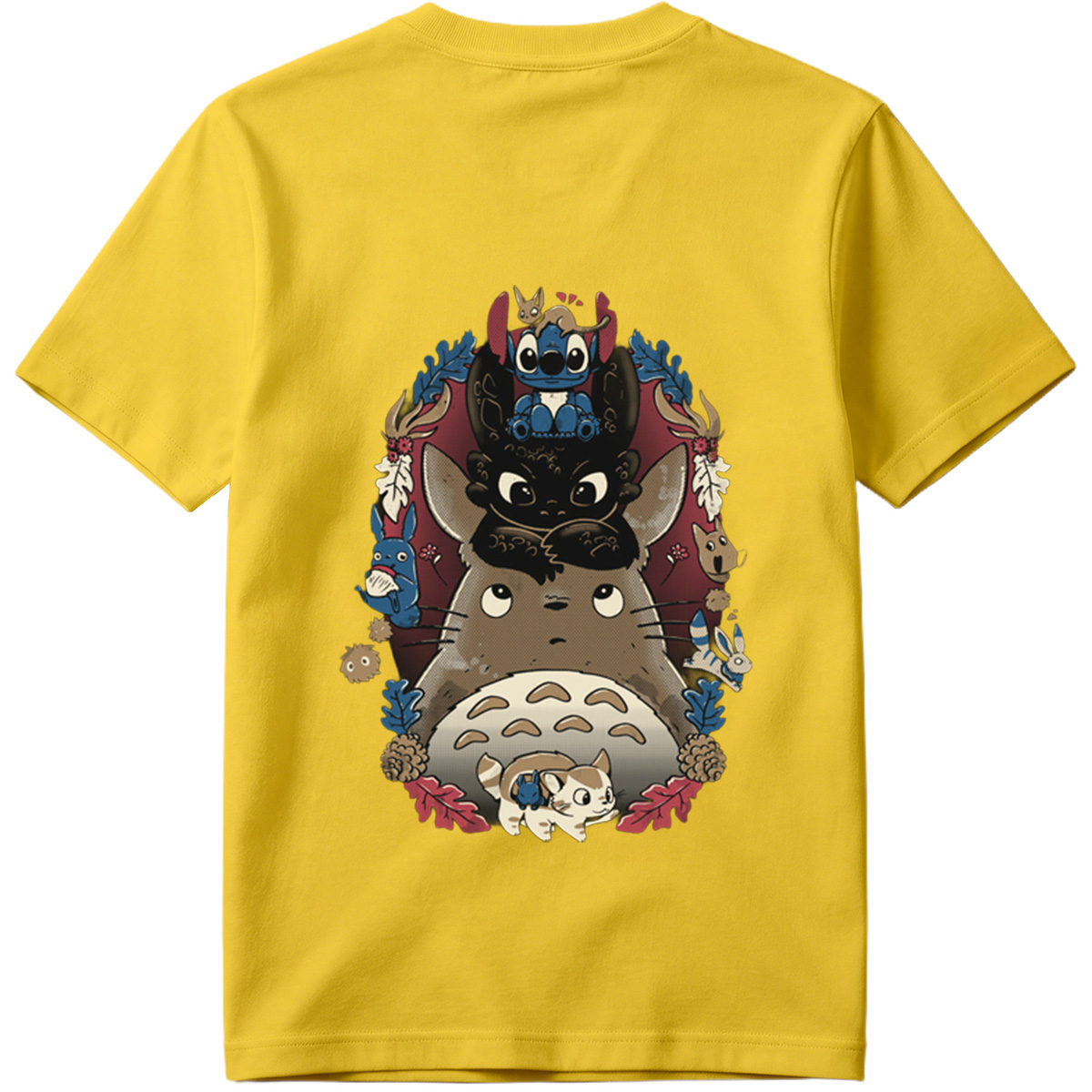 Totoro, Stitch, and Friends: A Whimsical Forest Gathering - Tee