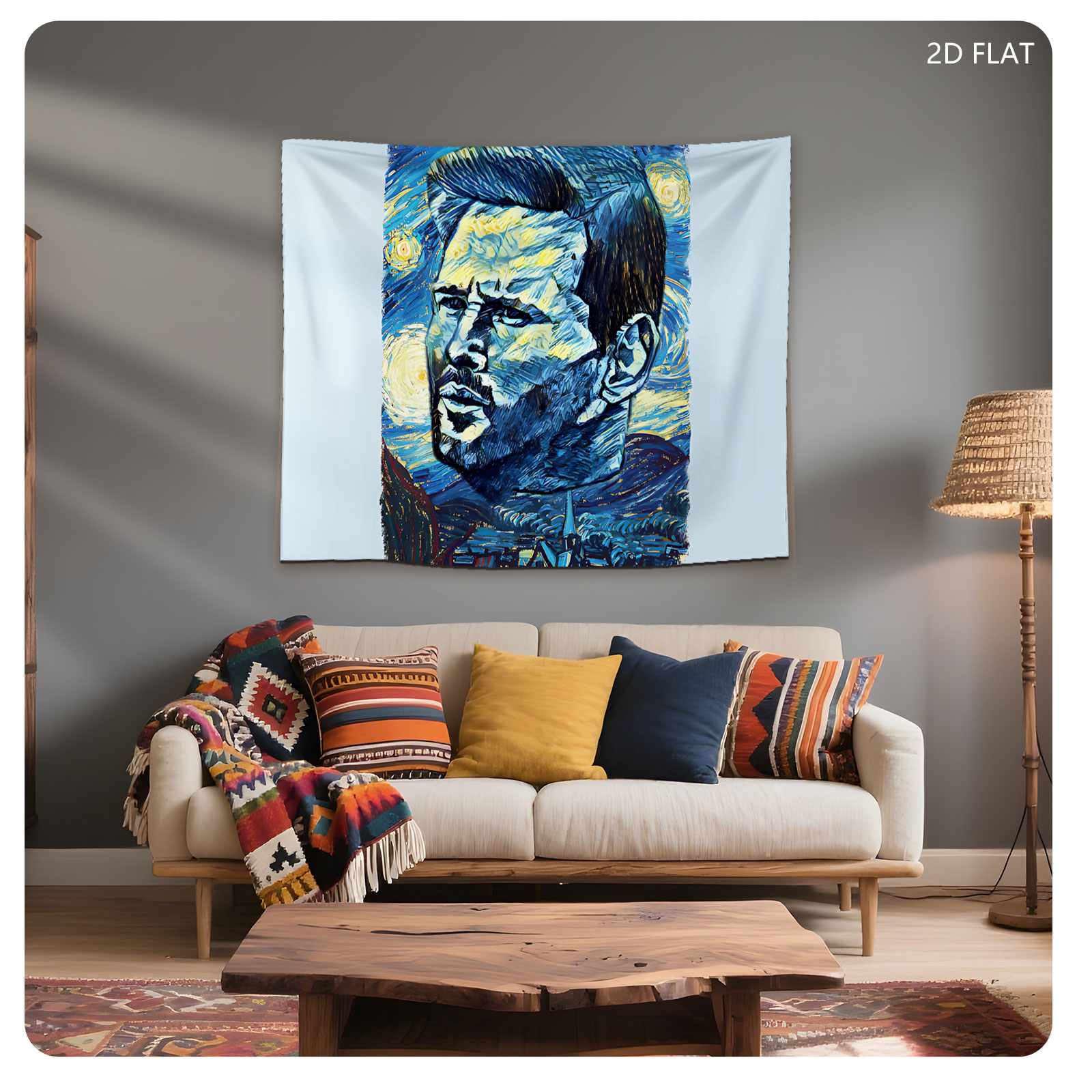 Vincent van Gogh Portrait in Starry Night Style - Tapestry