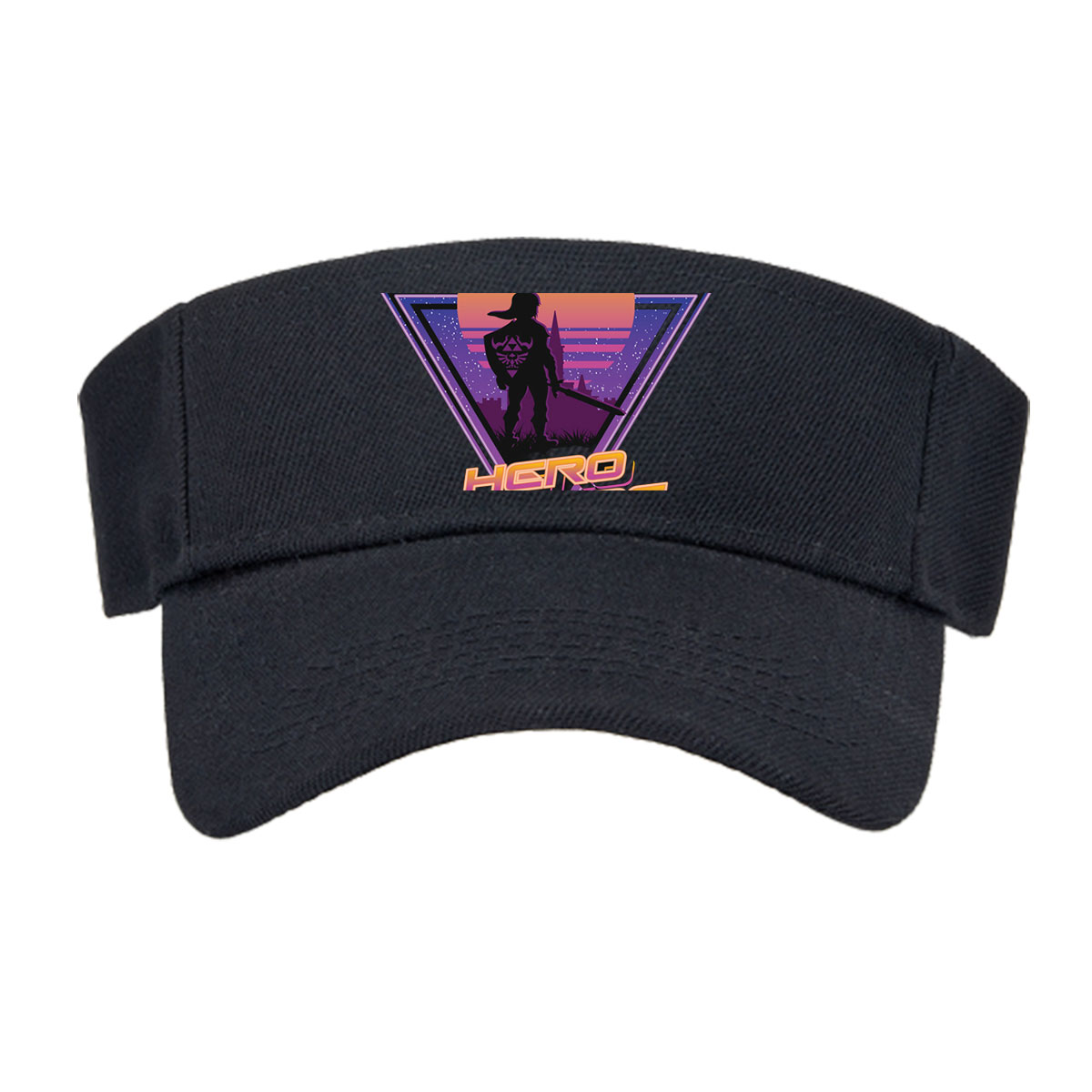 Hero of Time: Link Silhouette in Retro Sunset Scene -  Visor cap