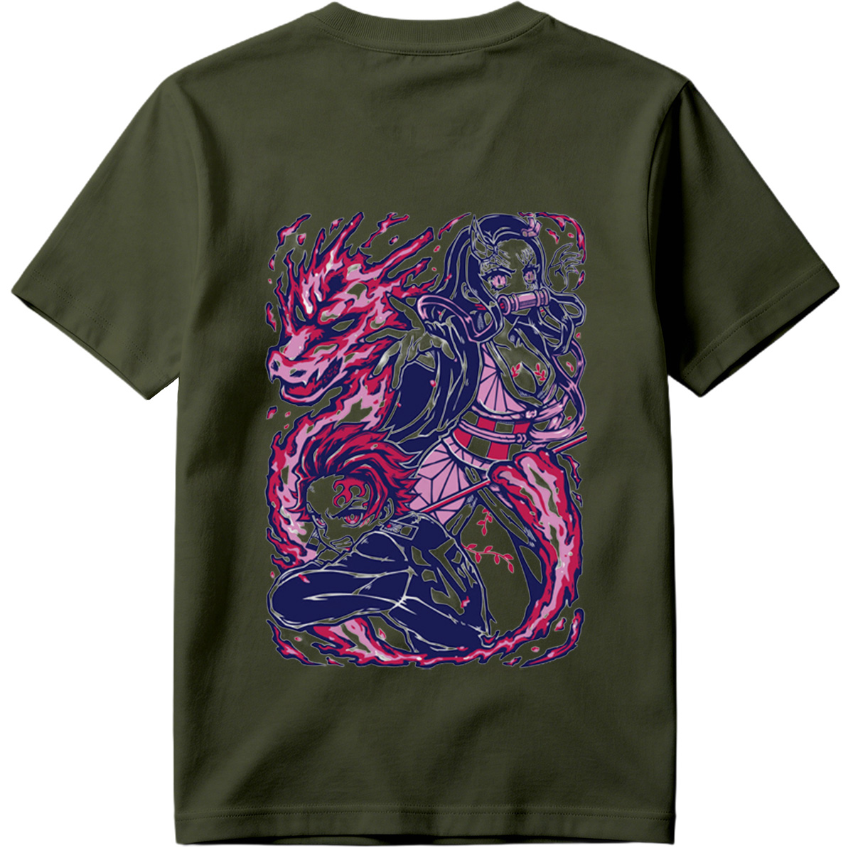 Demon Slayer: Kimetsu no Yaiba - Nezuko Kamado and Tanjiro Kamado with Flame Breathing - Tee