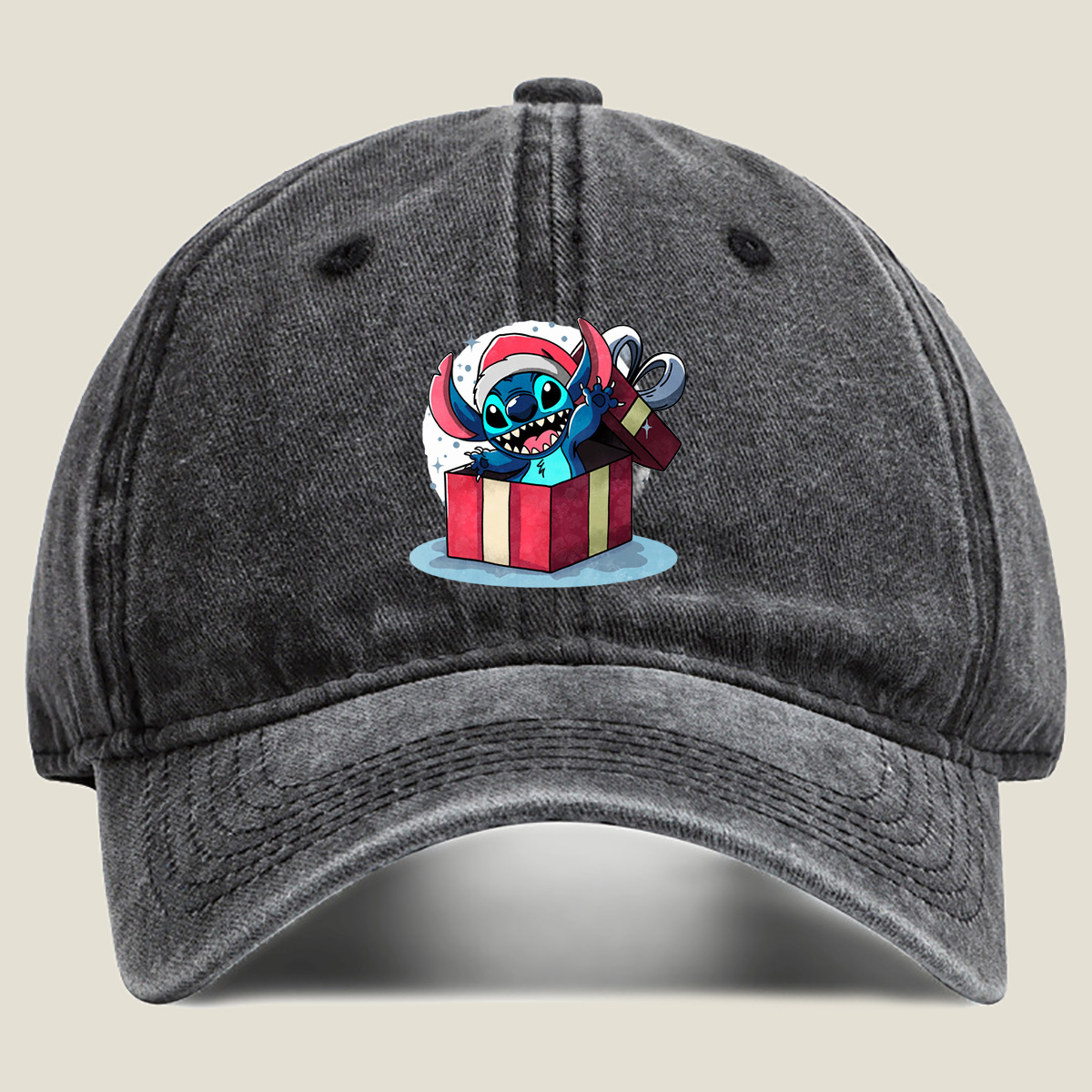 Stitch in Christmas Gift Box - Washed Denim - Baseball Cap