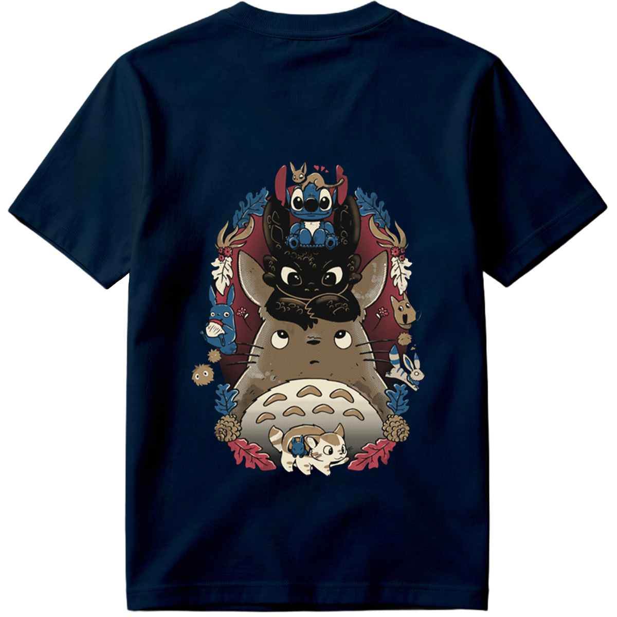 Totoro, Stitch, and Friends: A Whimsical Forest Gathering - Tee