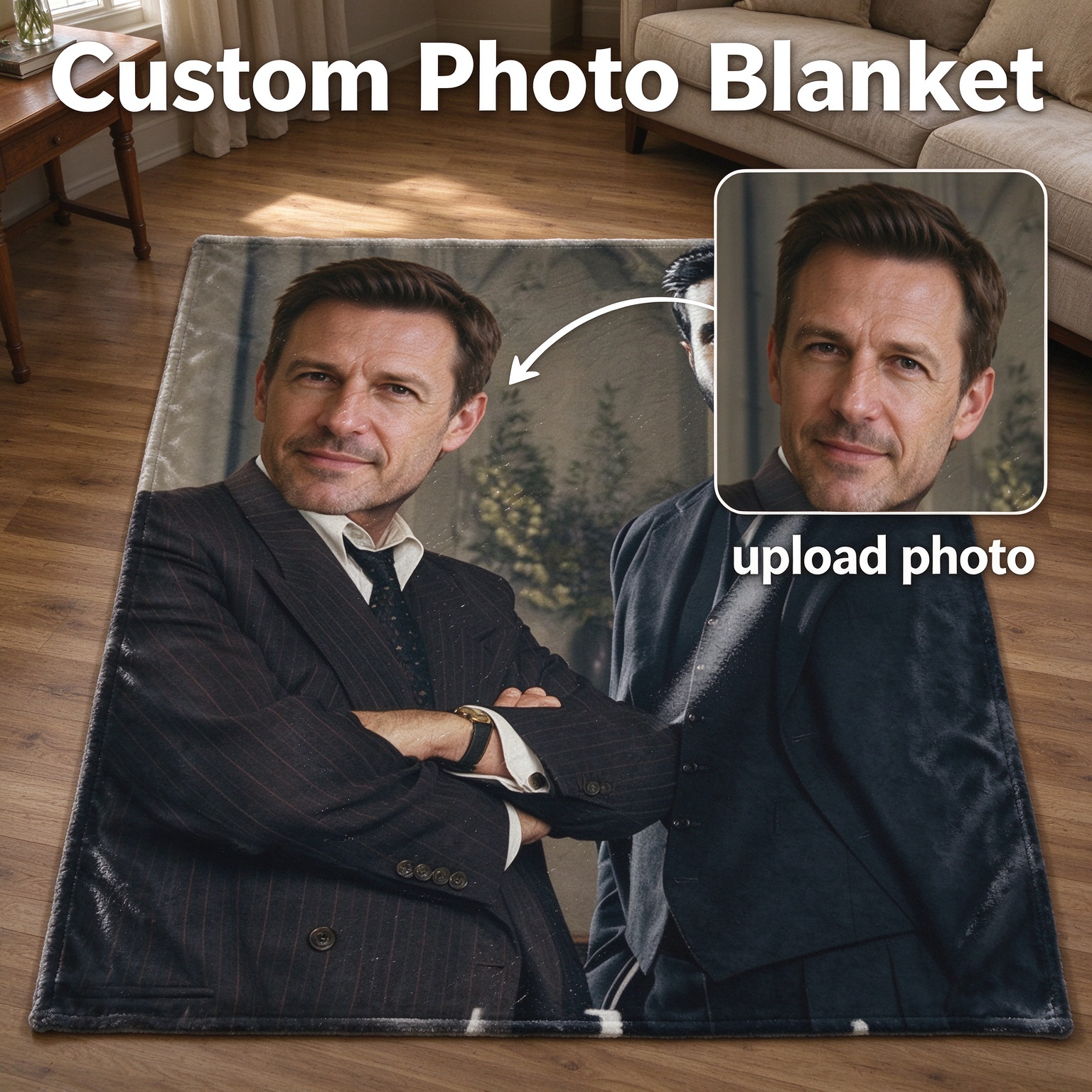 Custom Photo Flannel Blanket, Ultra Soft Personalized Portrait Throw Blanket, Ideal Keepsake Gift for Bed and Couch