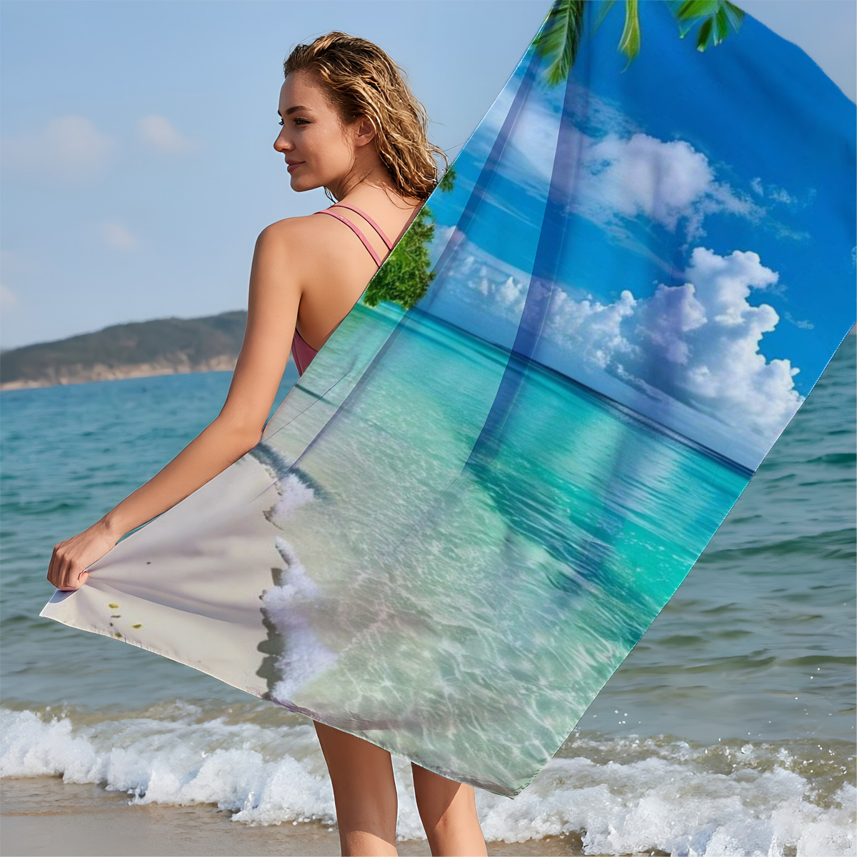 Tropical Beach with Crystal Clear Water and Palm Trees - Beach towels