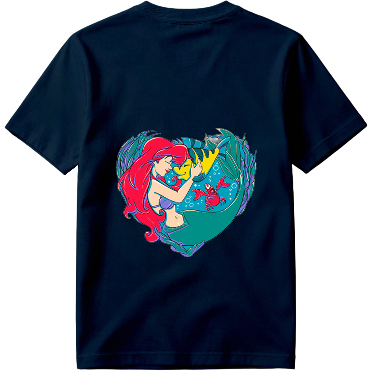 The Little Mermaid: Ariel and Flounder in a Heart Frame - Tee