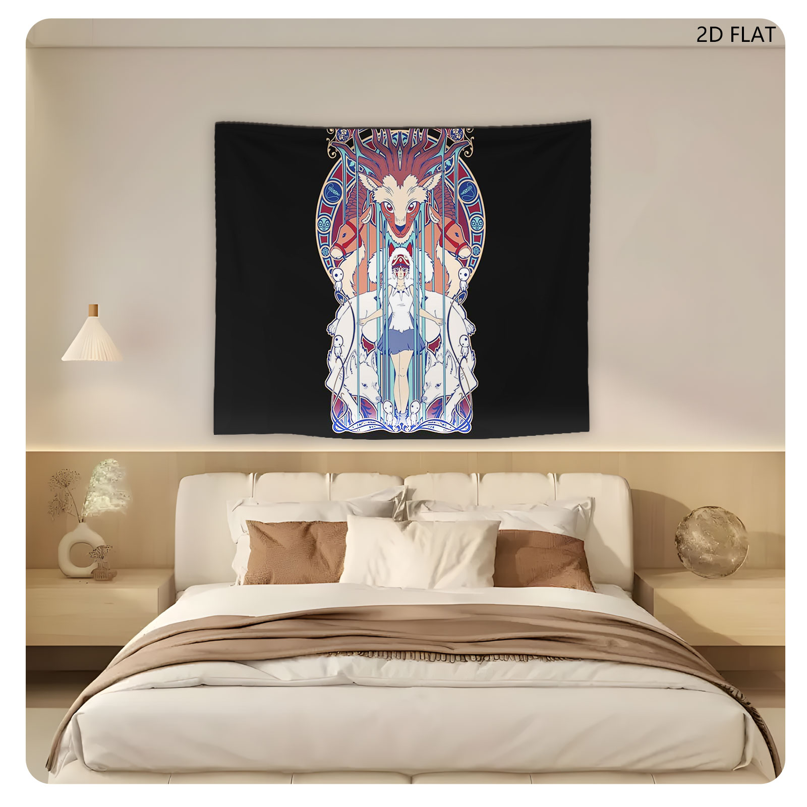 Sailor Moon and Luna in Art Nouveau Style with Mythical Creatures - Tapestry