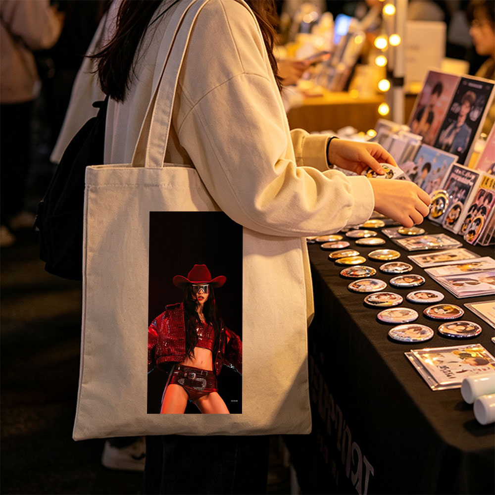 Dua Lipa in a Red Cowboy Outfit Performing on Stage - Canvas tote bags