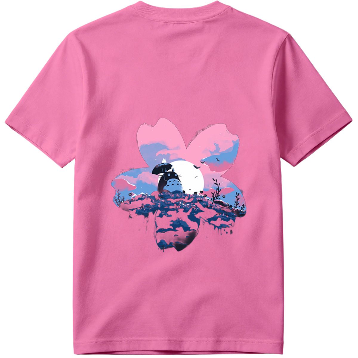 Totoro Under Cherry Blossom Moon - Tee